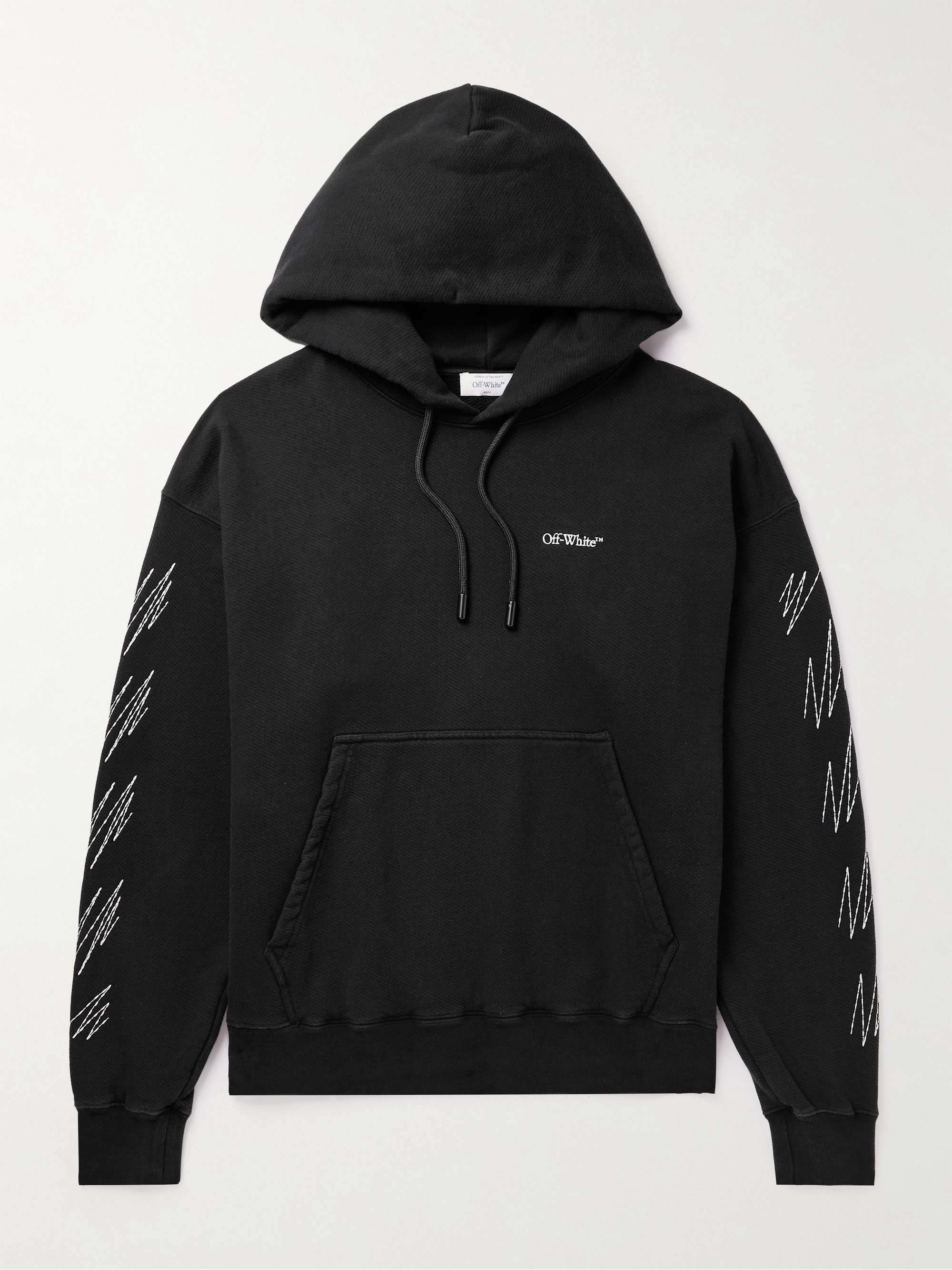 OFF-WHITE Oversized Logo-Embroidered Cotton-Jersey Hoodie for Men | MR  PORTER