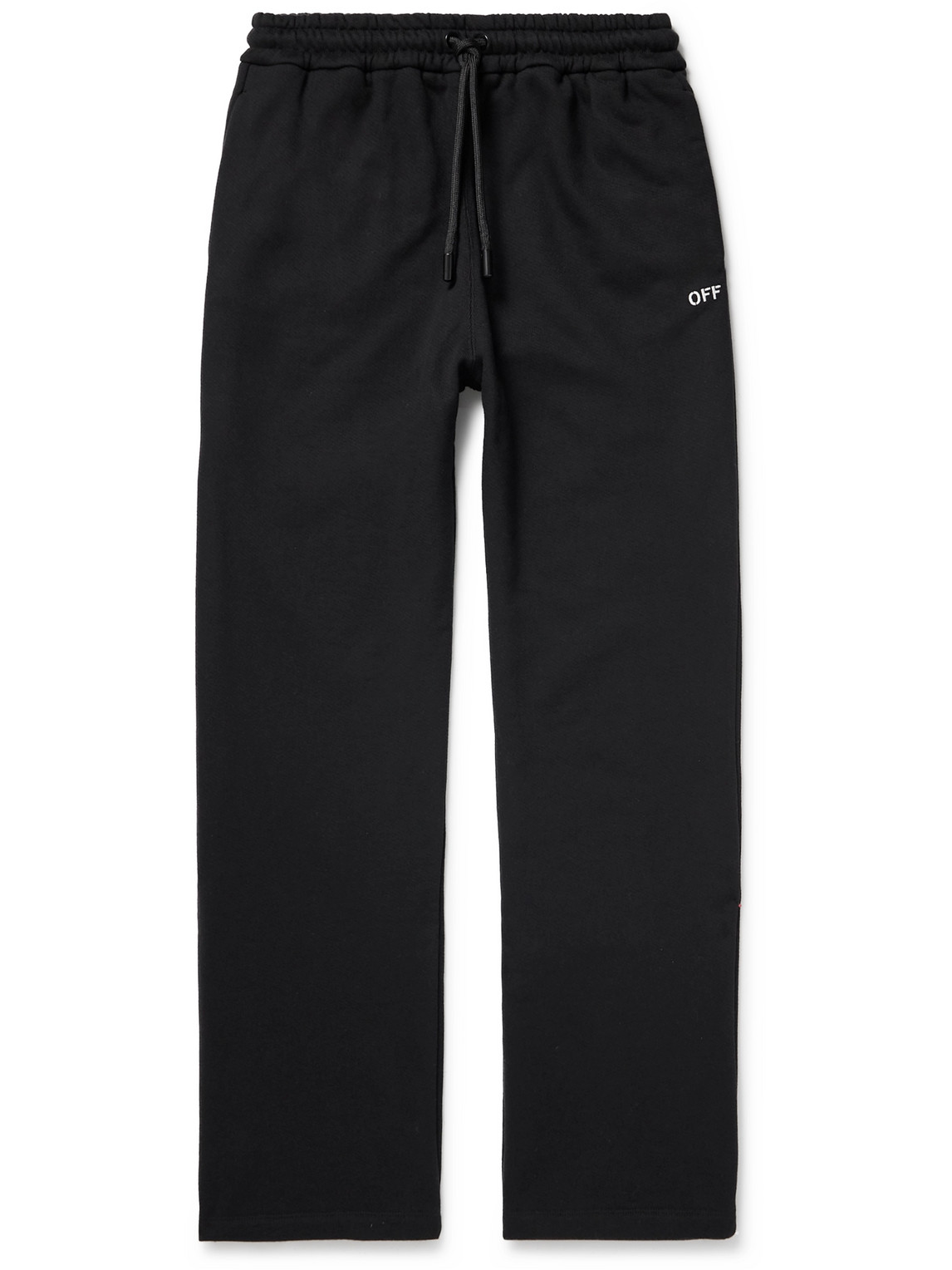 Off-white Logo-embroidered Cotton-jersey Sweatpants In Black