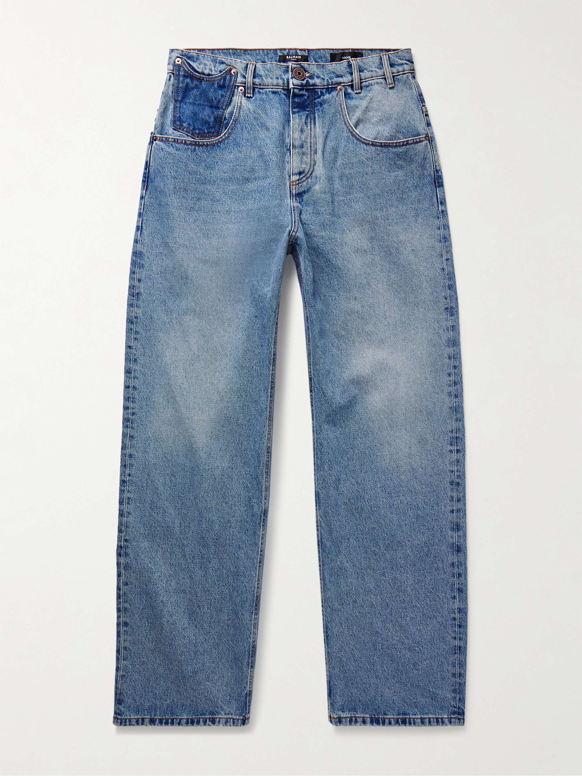 BALMAIN Wide-Leg Distressed Jeans for Men | MR PORTER