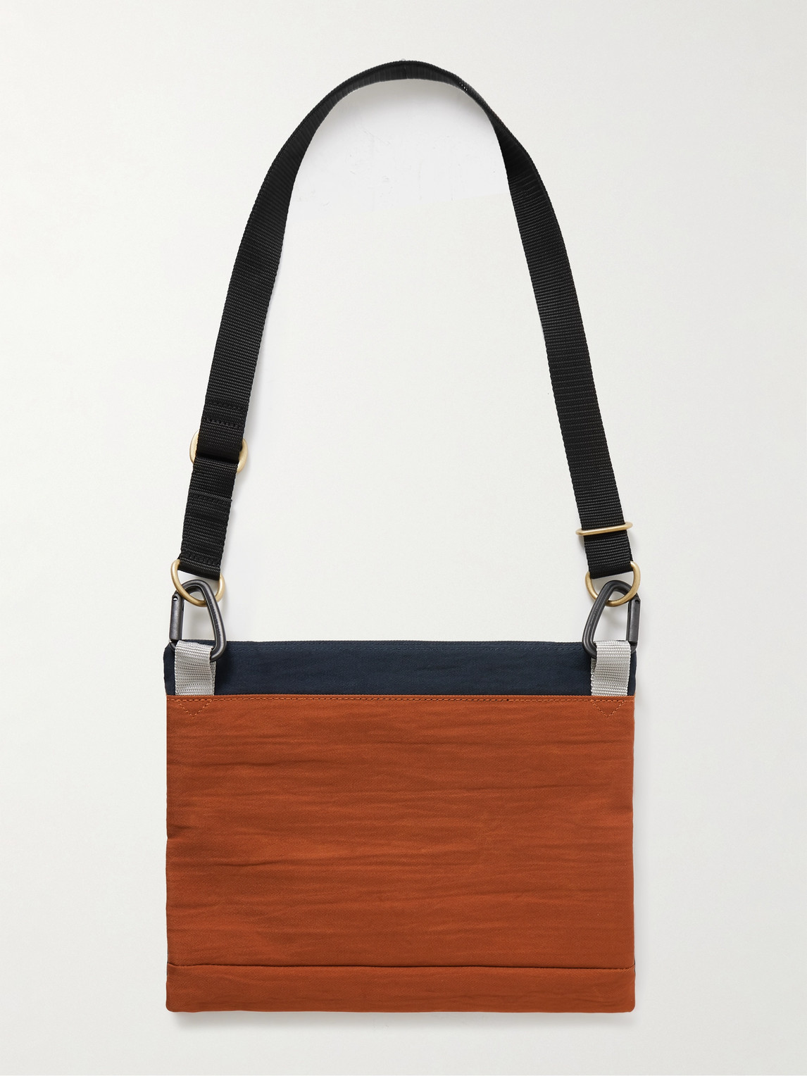 Shop Master-piece Link Leather-trimmed Colour-block Twill Messenger Bag In Blue