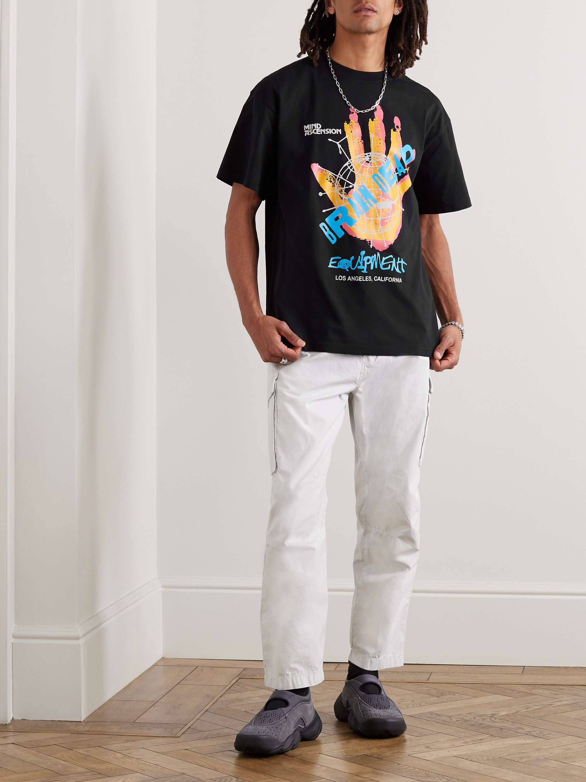 BRAIN DEAD Equipment Mind Hand Printed Cotton-Jersey T-Shirt for Men | MR  PORTER