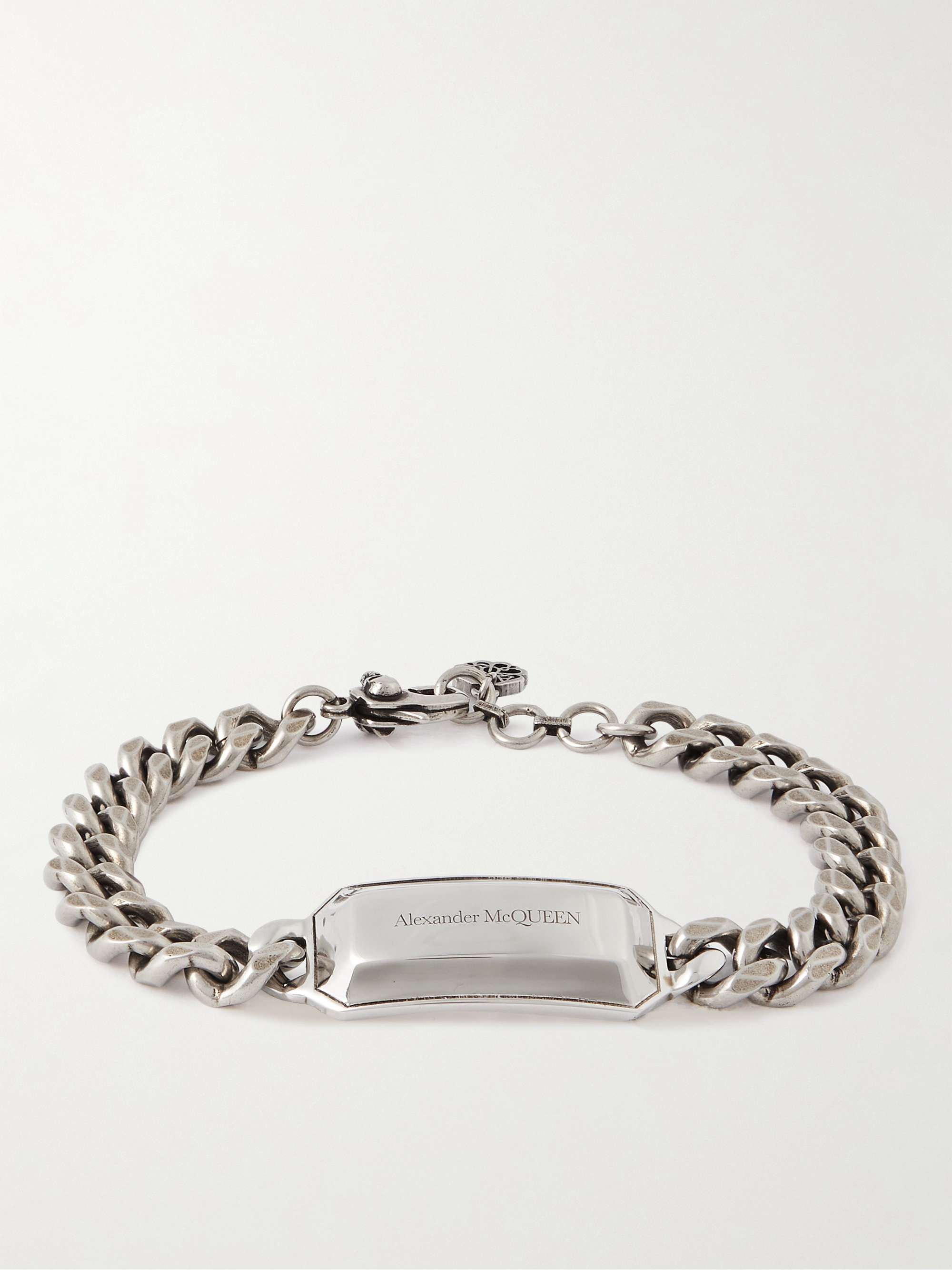 ALEXANDER MCQUEEN Logo-Engraved Silver-Tone ID Bracelet for Men | MR PORTER