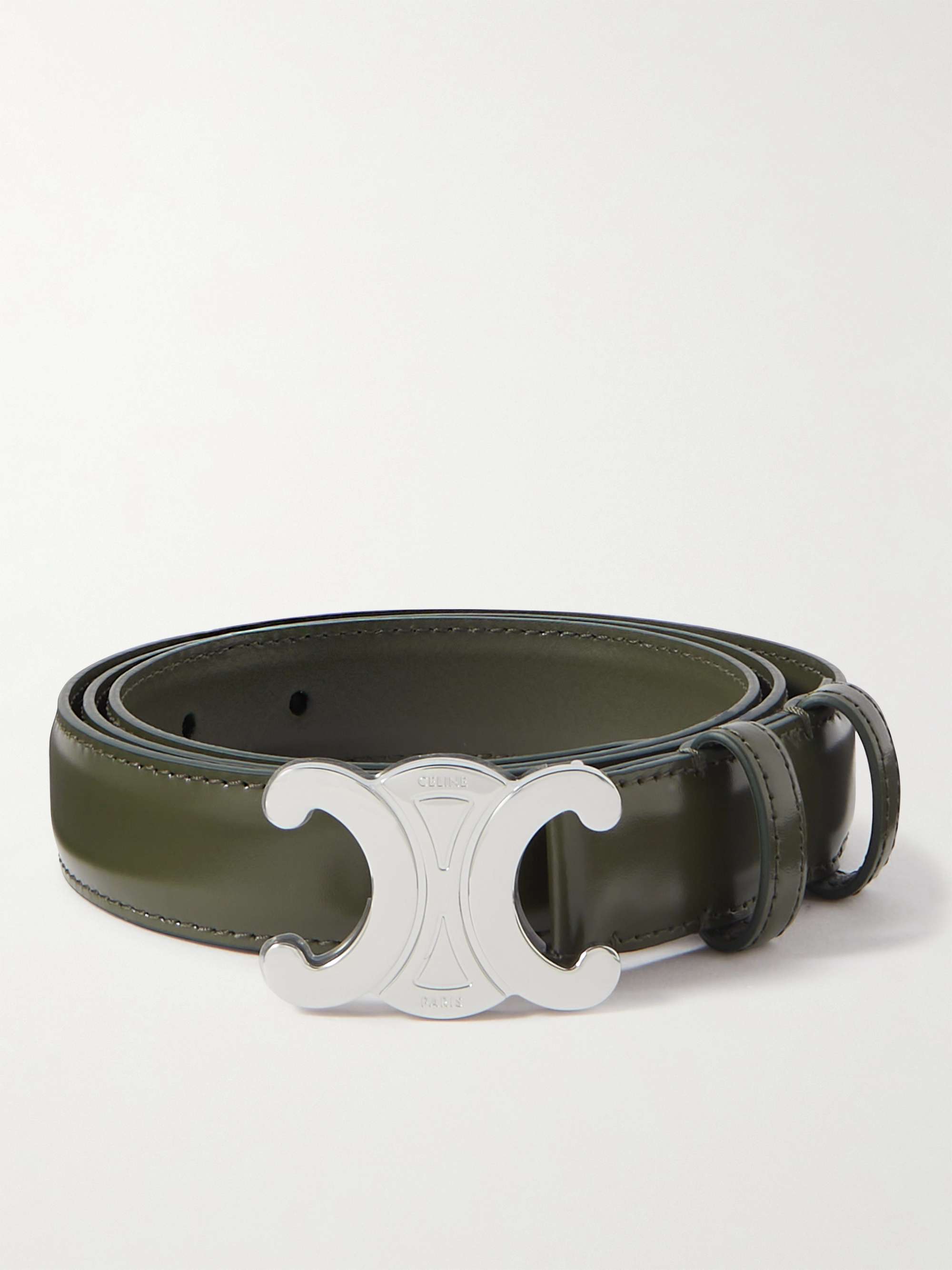 CELINE HOMME 2.5cm Triomphe Leather Belt for Men