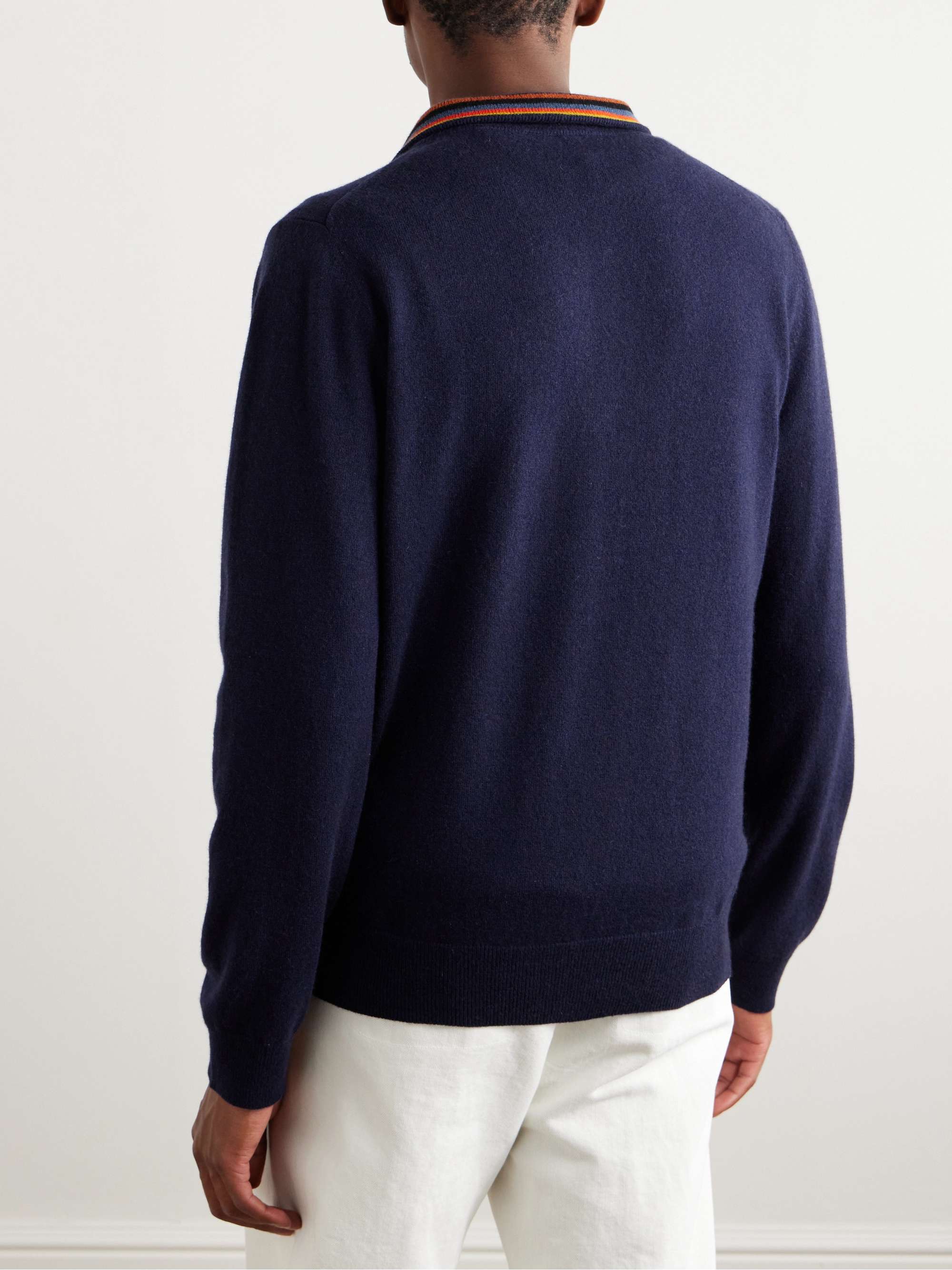 PAUL SMITH Striped Ribbed Cashmere Half-Zip Sweater for Men | MR PORTER