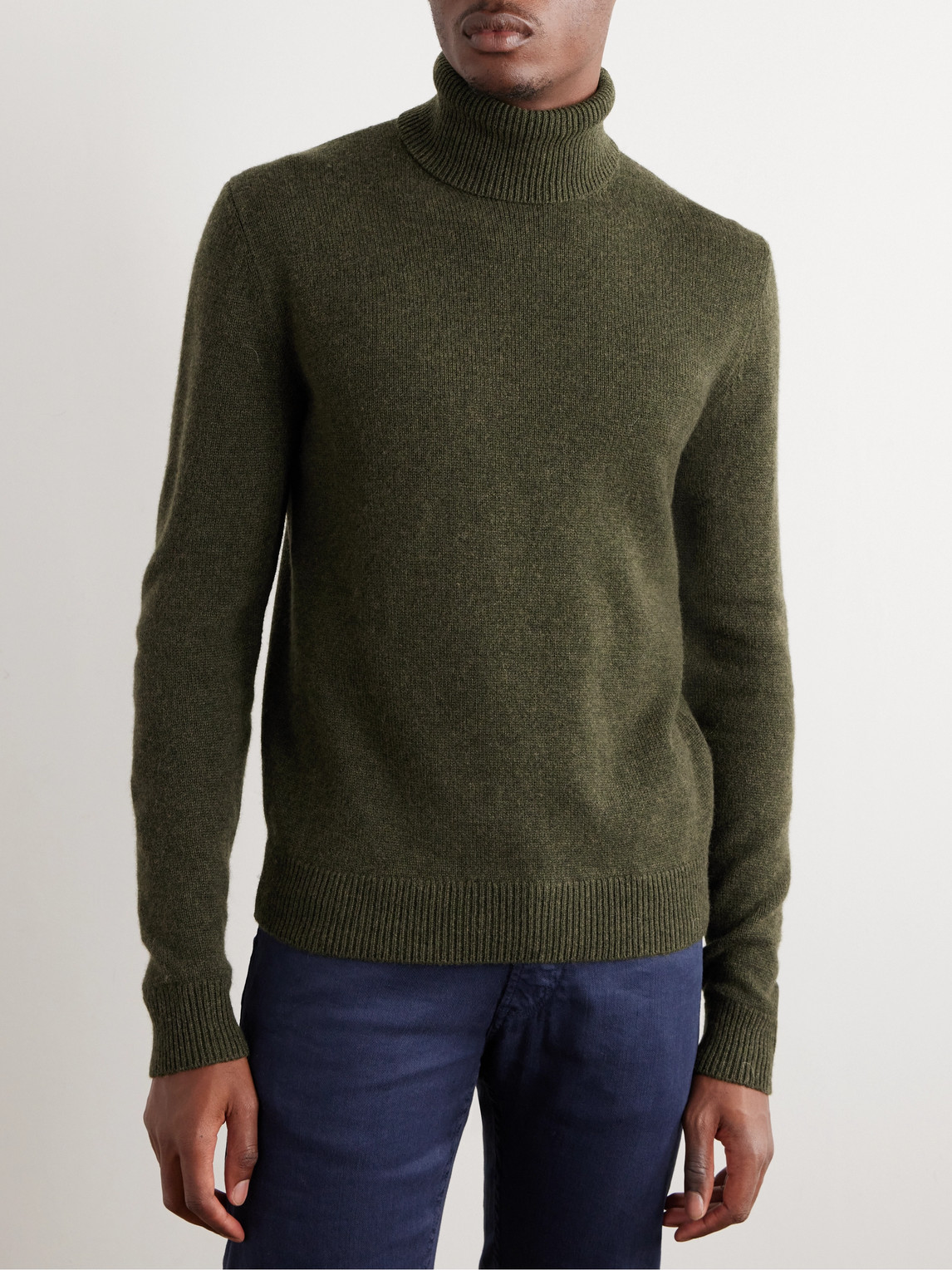 Shop Ralph Lauren Purple Label Slim-fit Cashmere Rollneck Sweater In Green