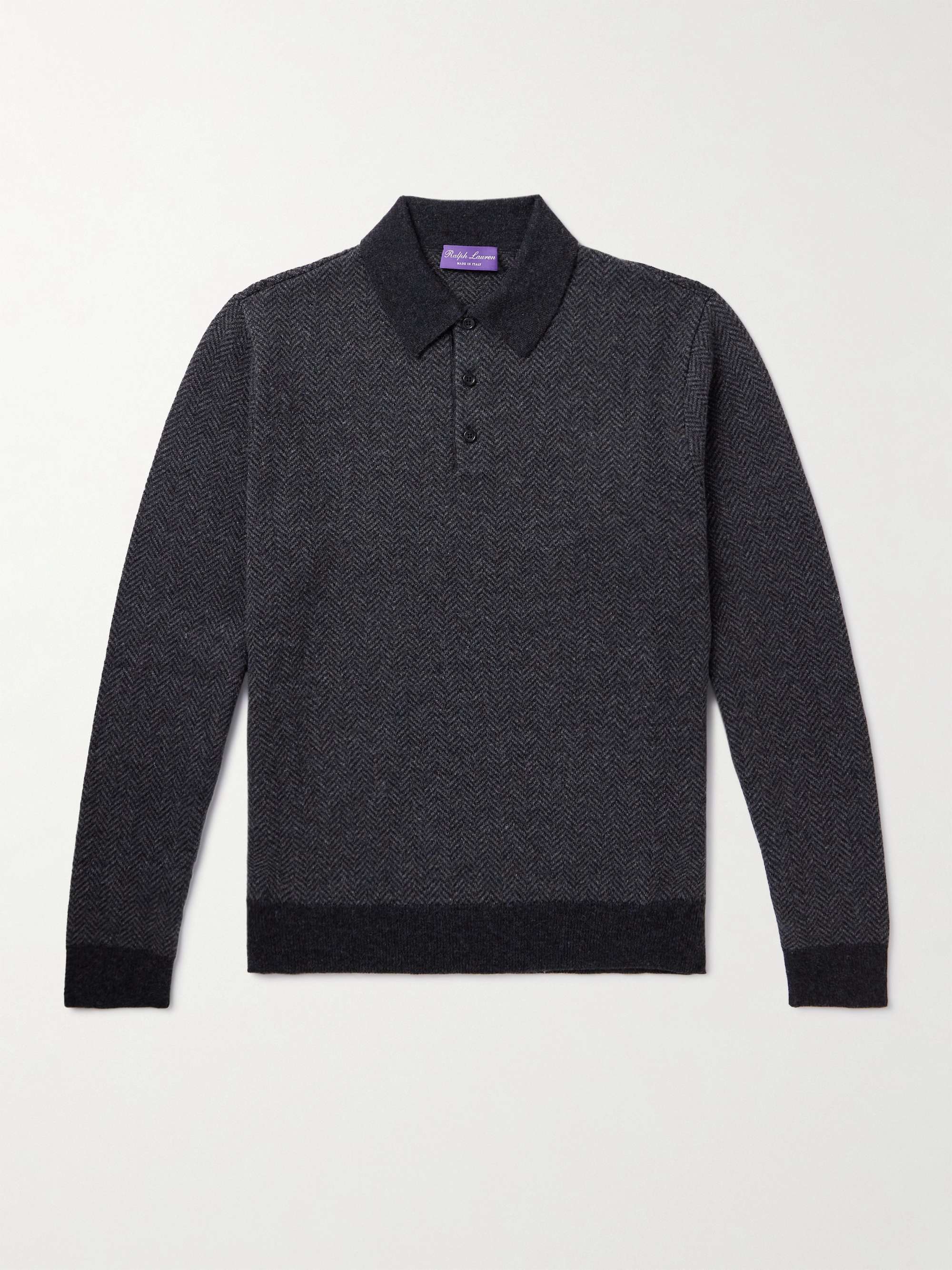 RALPH LAUREN PURPLE LABEL Herringbone Cashmere Polo Shirt for Men | MR  PORTER