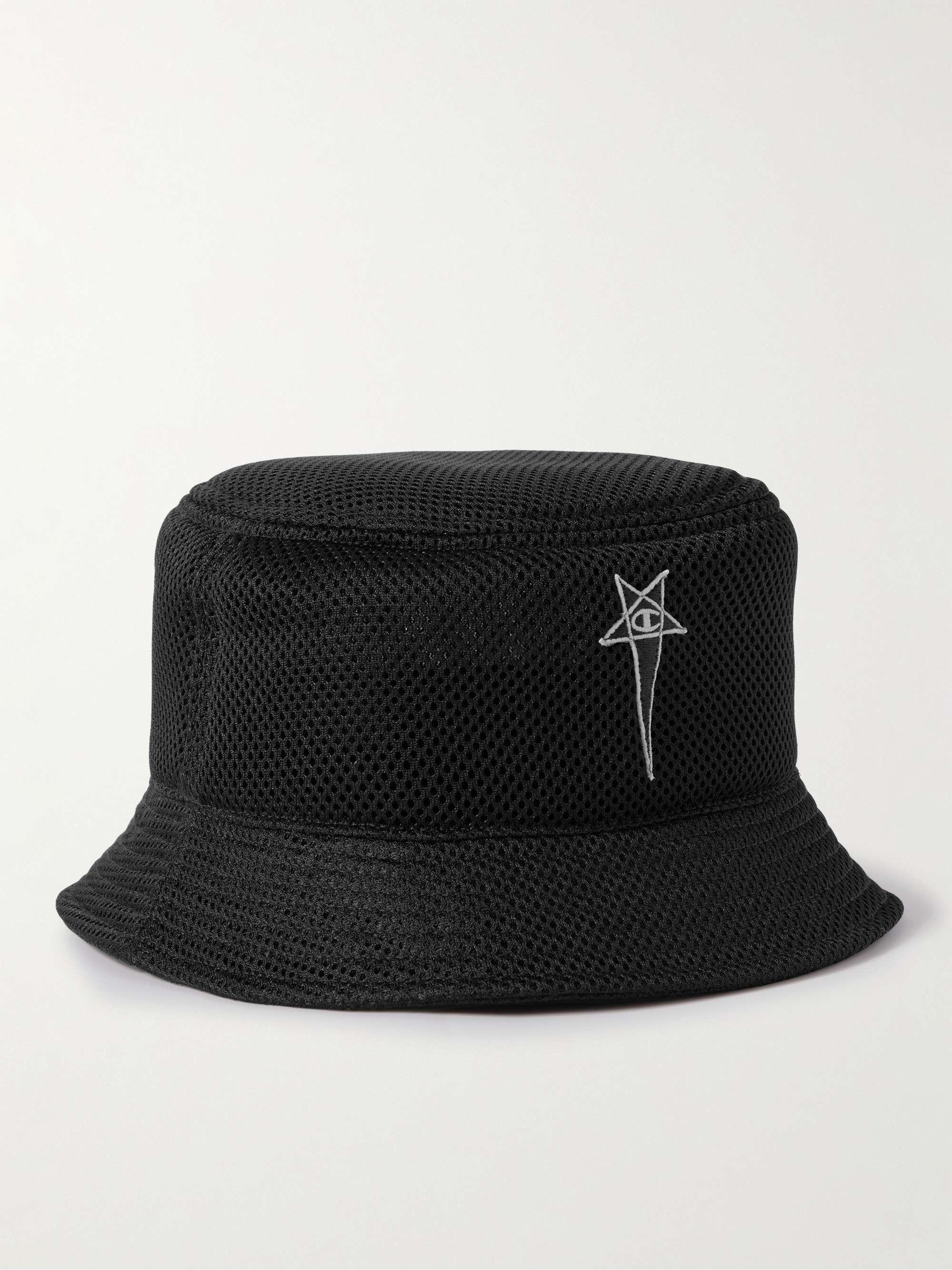 RICK OWENS + Champion Logo-Embroidered Mesh Bucket Hat for Men | MR PORTER