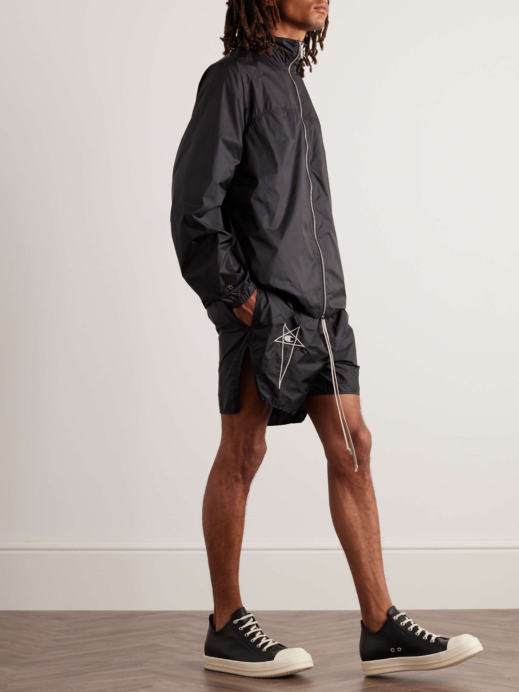 RICK OWENS + Champion Dolphin Straight-Leg Embroidered Recycled-Shell Shorts  for Men | MR PORTER