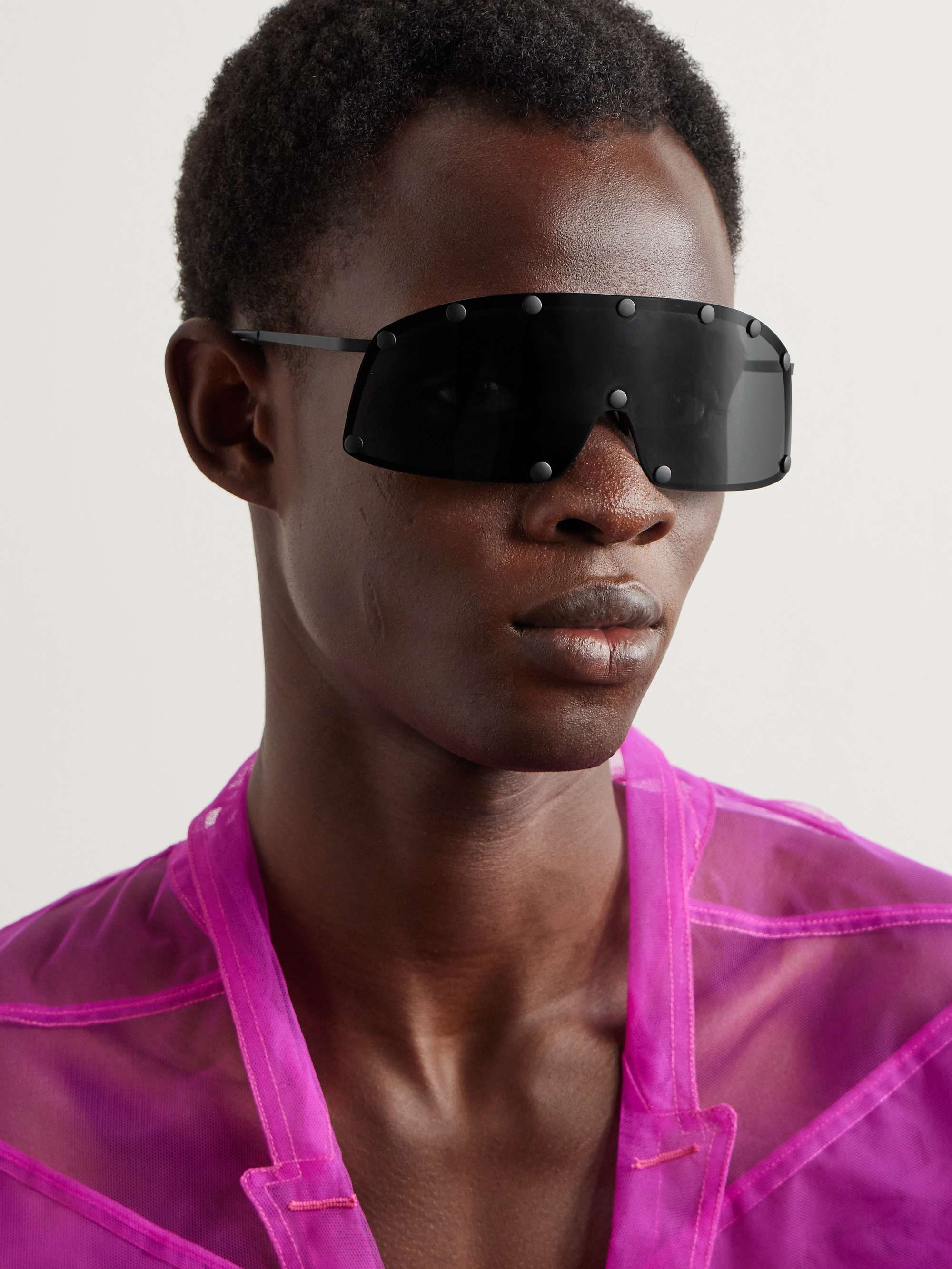 RICK OWENS Shielding D-Frame Studded Stainless Steel Sunglasses for Men |  MR PORTER