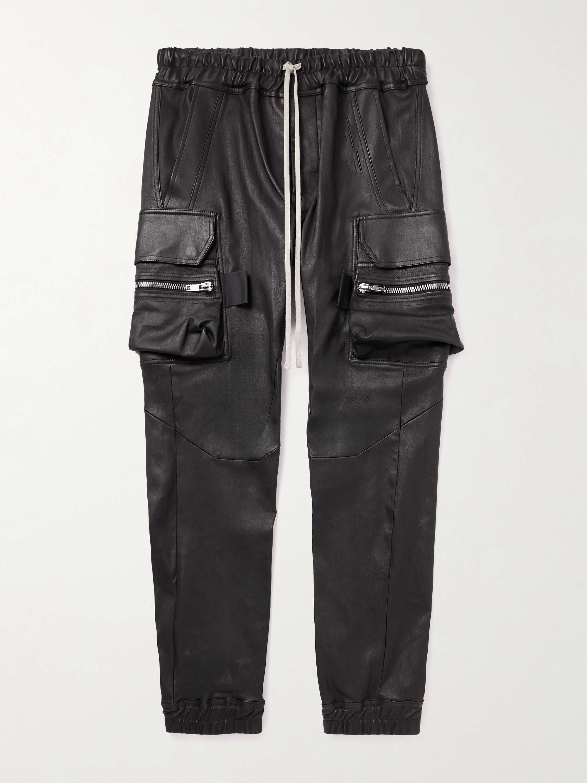 RICK OWENS Mastodon Skinny-Fit Leather Drawstring Cargo Trousers for Men |  MR PORTER