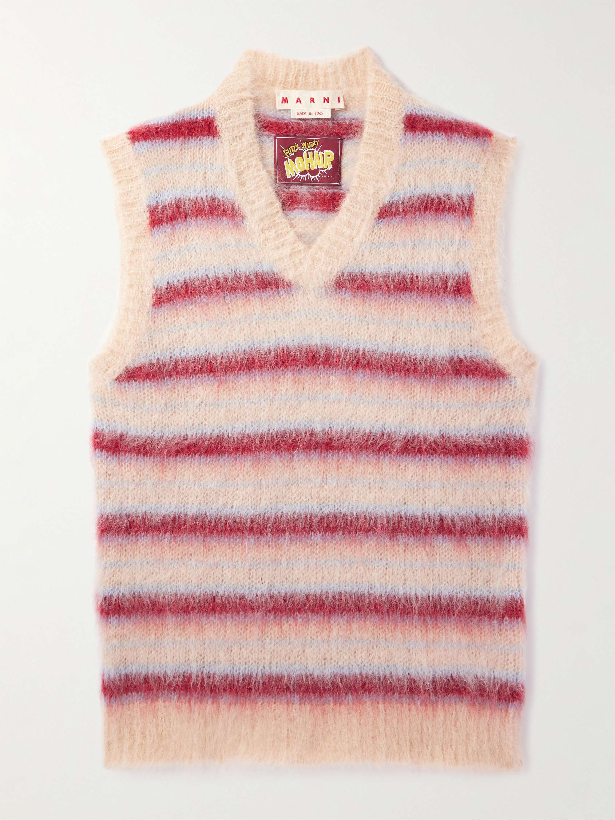 MARNI Brushed Striped Mohair-Blend Sweater Vest for Men