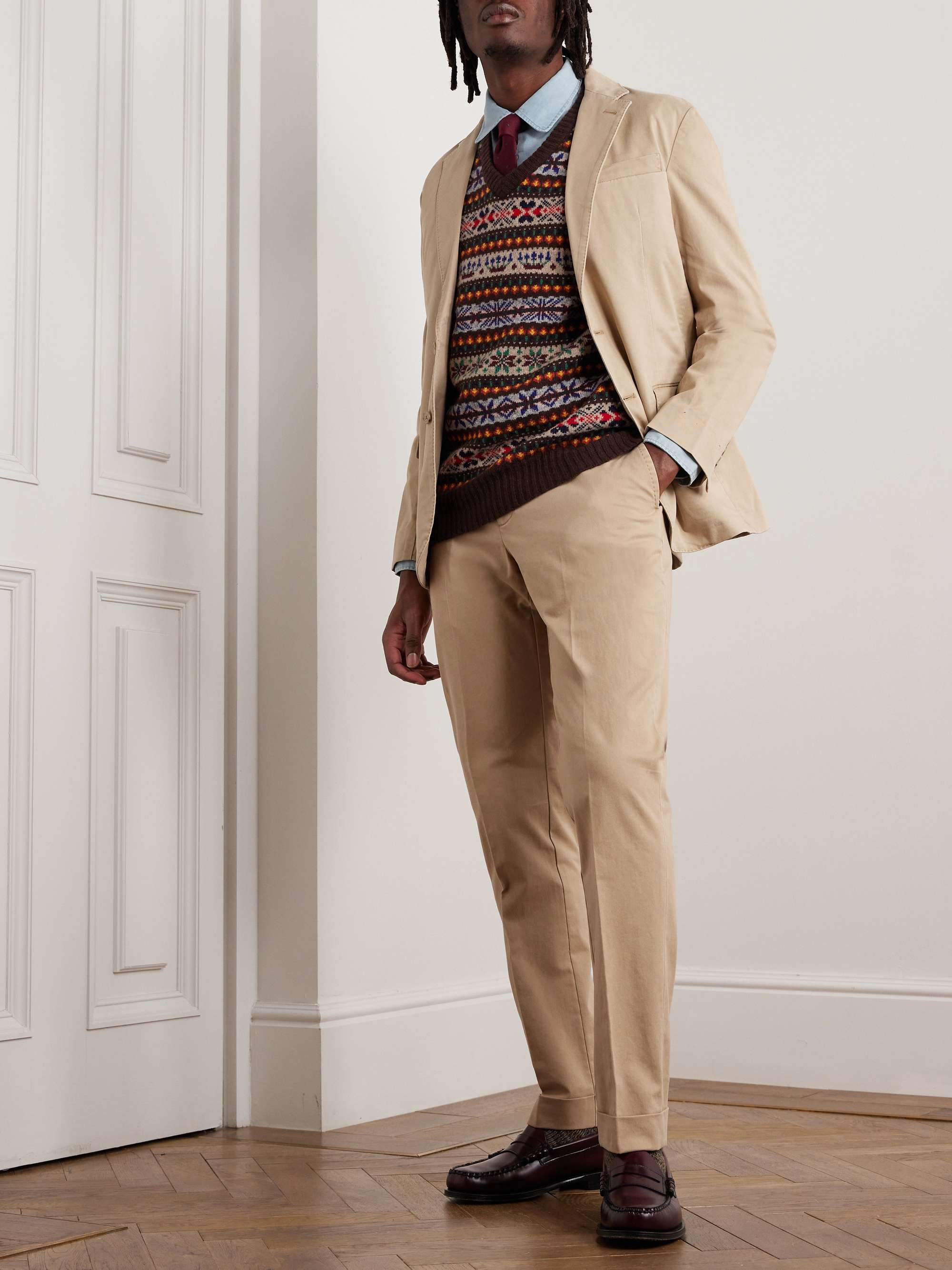 Straight-Leg Cotton-Blend Twill Suit Trousers