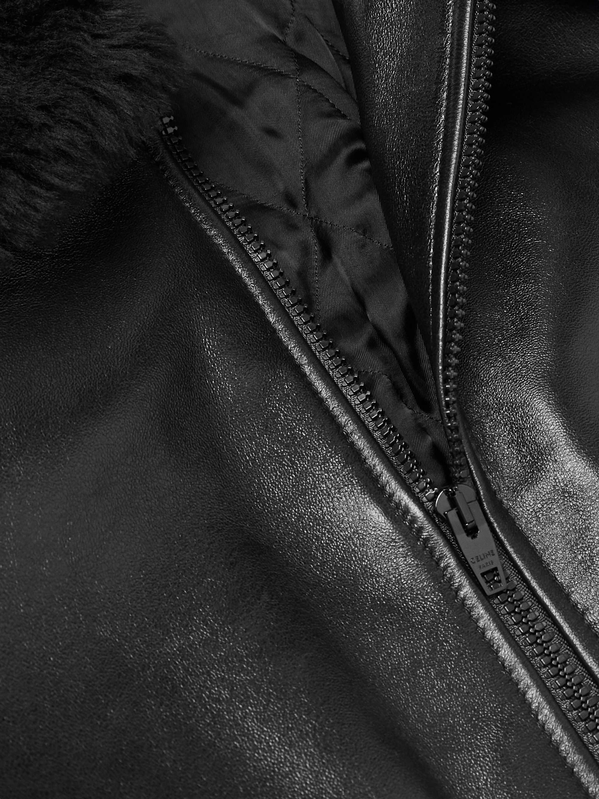 CELINE HOMME Shearling-Lined Leather Jacket for Men | MR PORTER