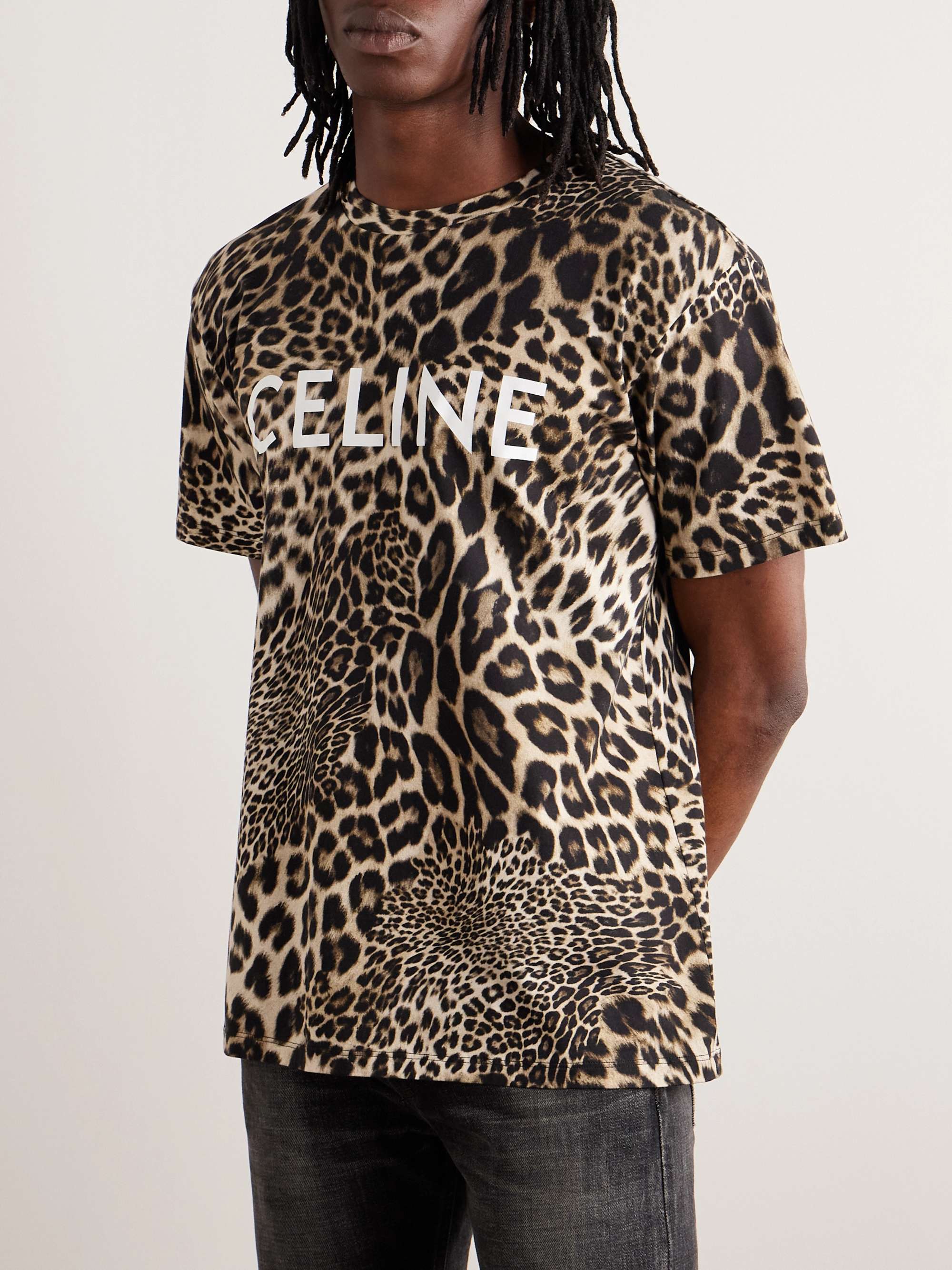 CELINE HOMME Leopard-Print Cotton-Jersey T-Shirt for Men | MR PORTER