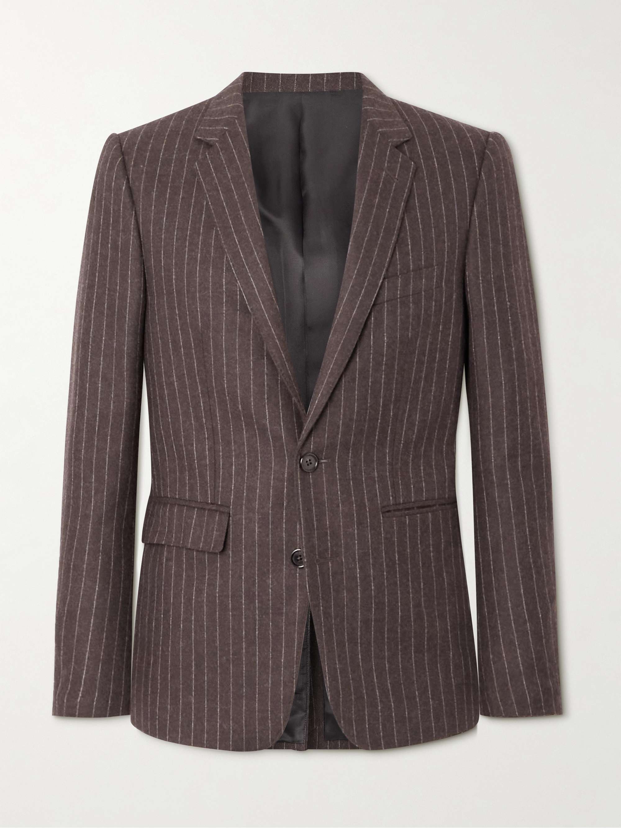 Charcoal Heather with Brown Pinstripe Fine Designer Wool Suiting