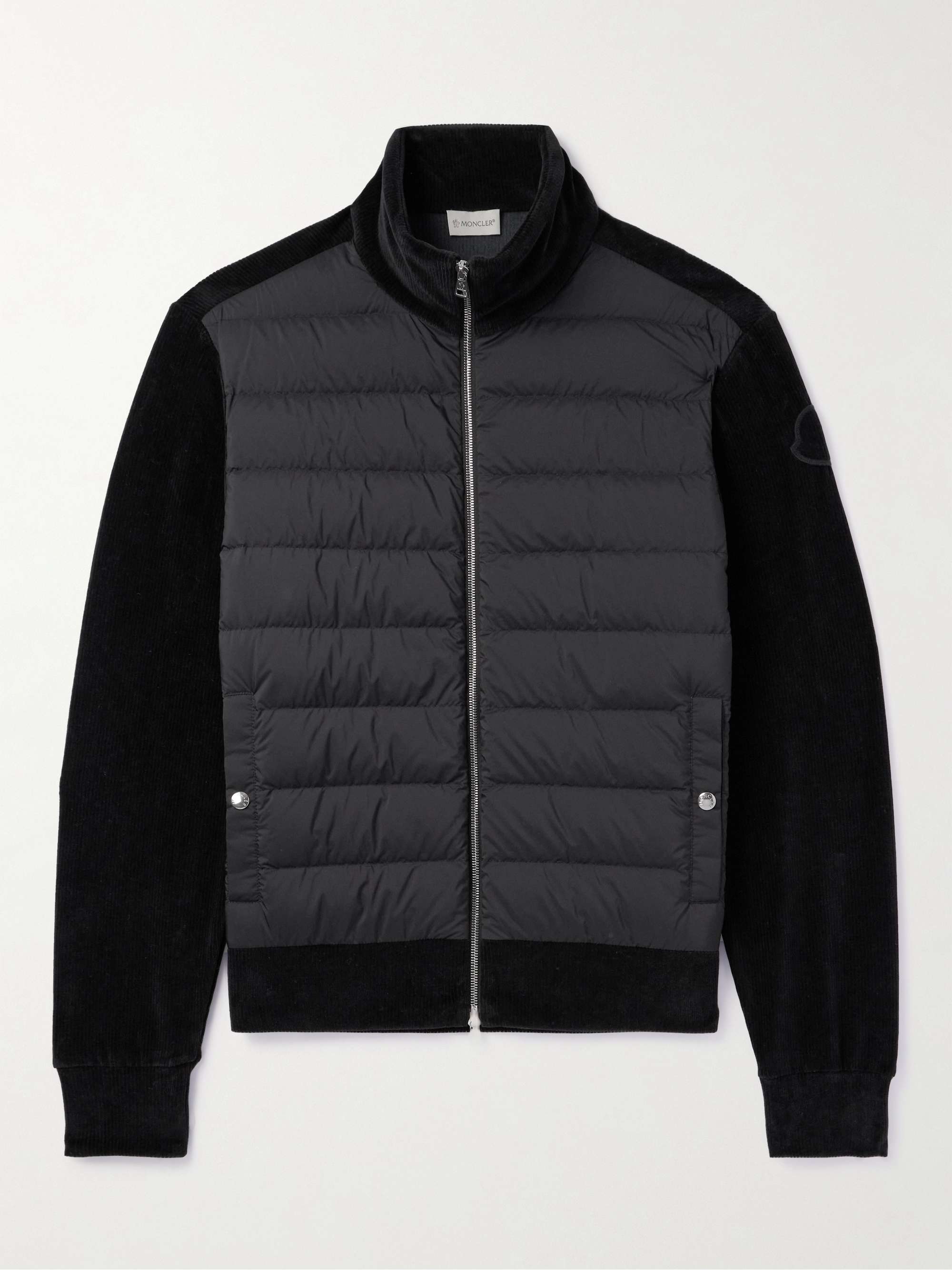 MONCLER Ribbed Cotton-Blend Chenille and Quilted Shell Down Zip-Up ...