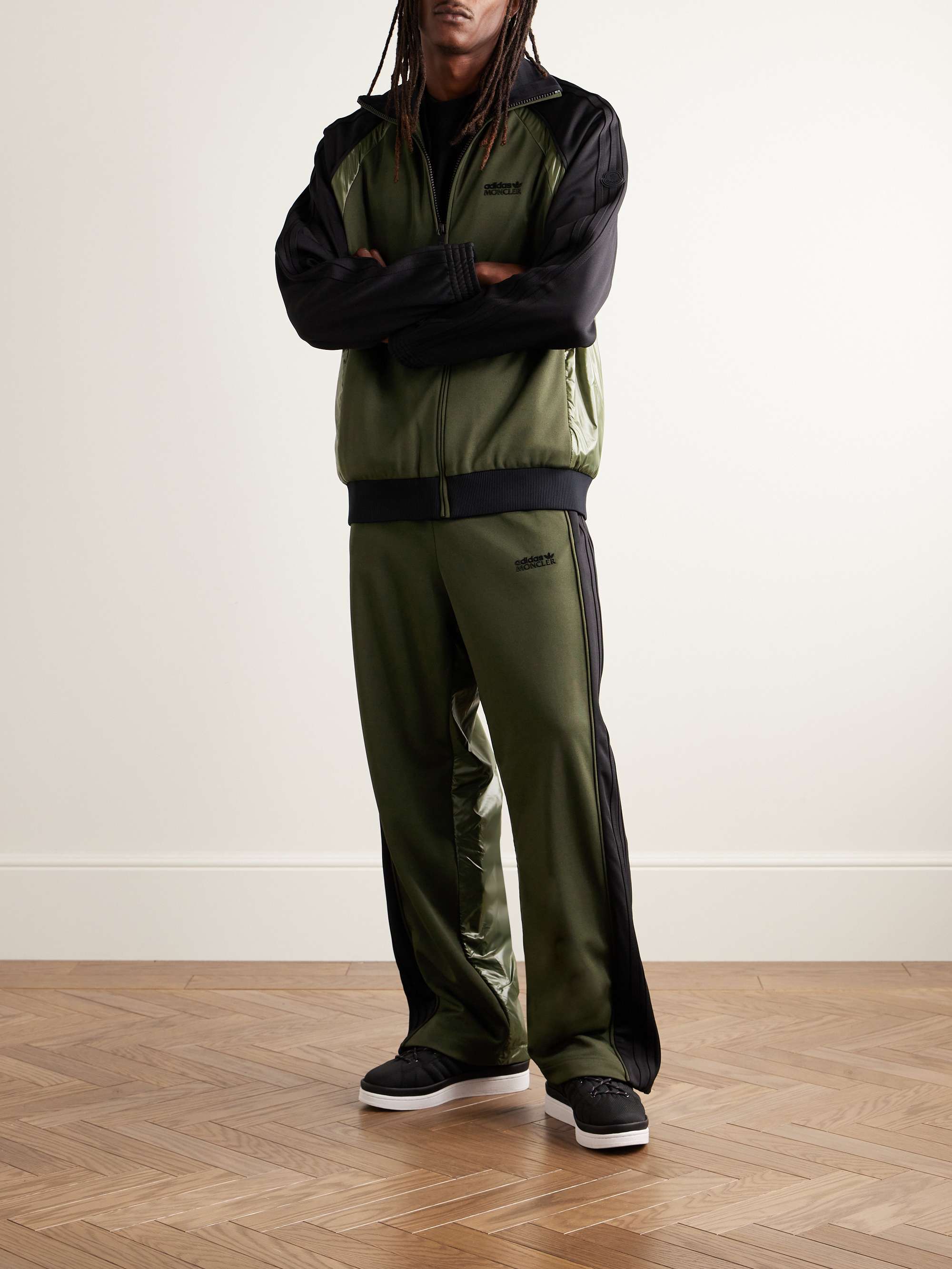 MONCLER GENIUS + adidas Originals Straight-Leg Striped Tech-Jersey and  Shell Sweatpants for Men | MR PORTER