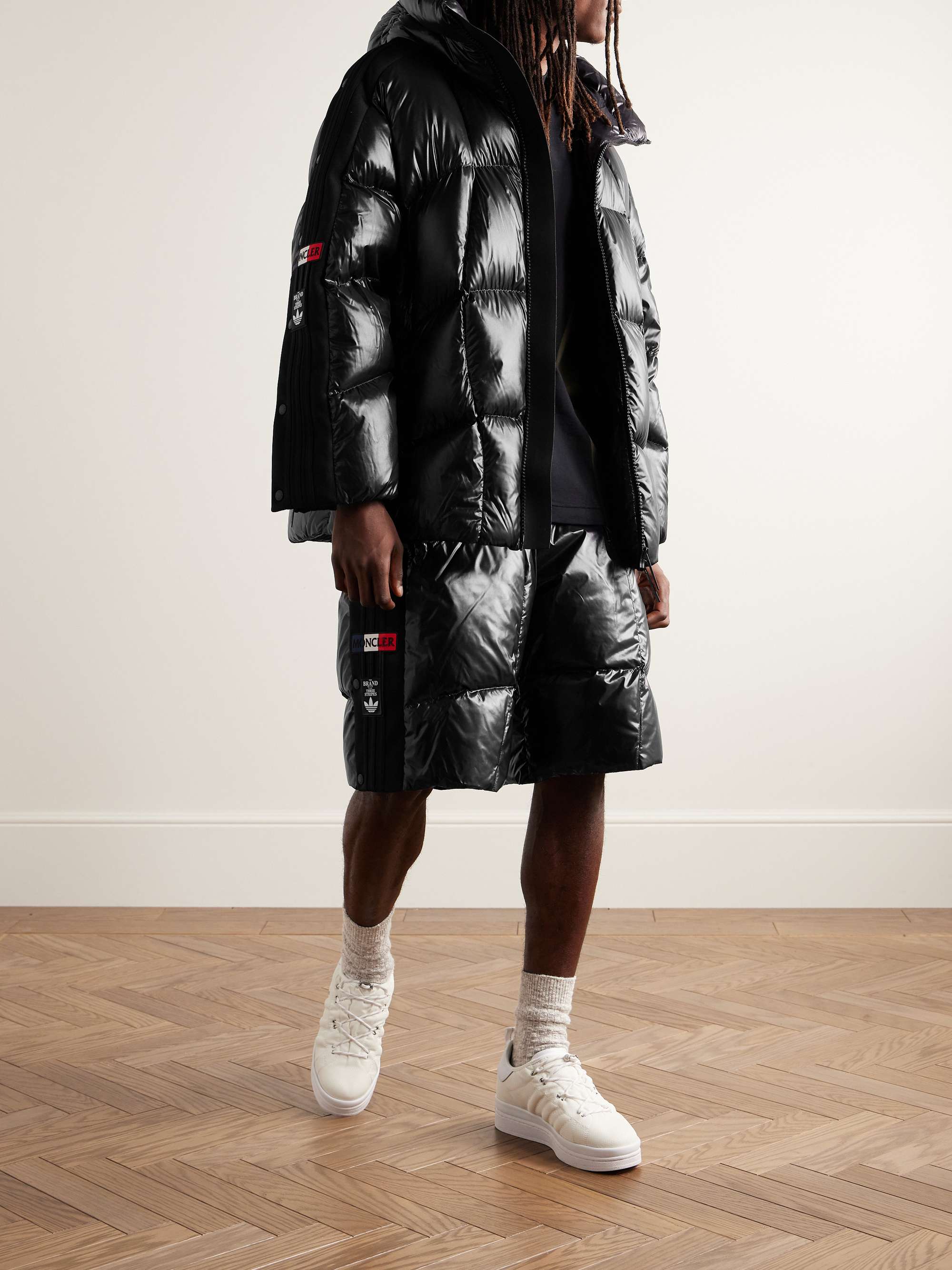 MONCLER GENIUS + adidas Originals Beiser Tech Jersey-Trimmed Quilted  Glossed-Shell Hooded Down Jacket for Men | MR PORTER
