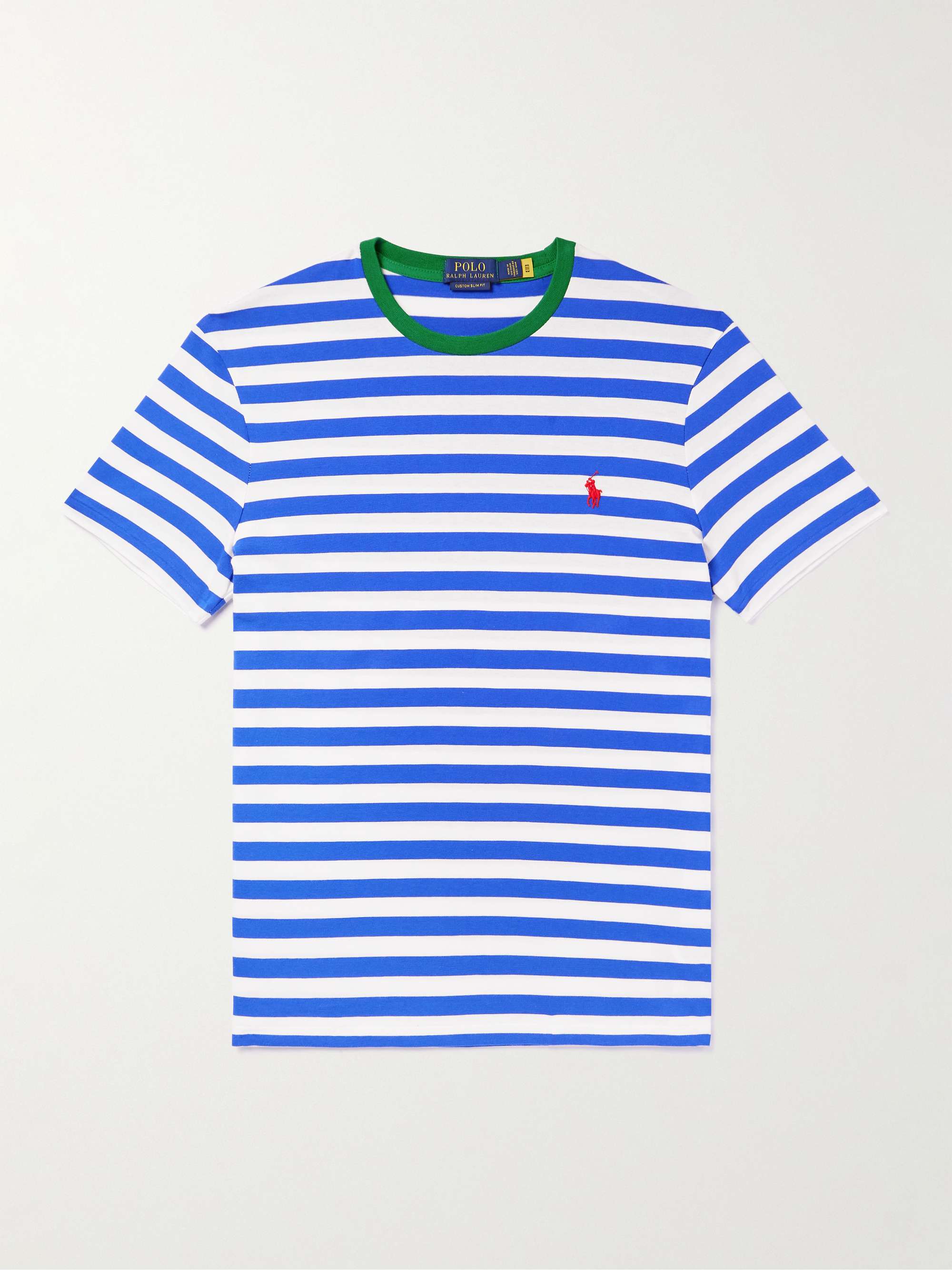 POLO RALPH LAUREN Logo-Embroidered Striped Cotton-Jersey T-Shirt | MR PORTER