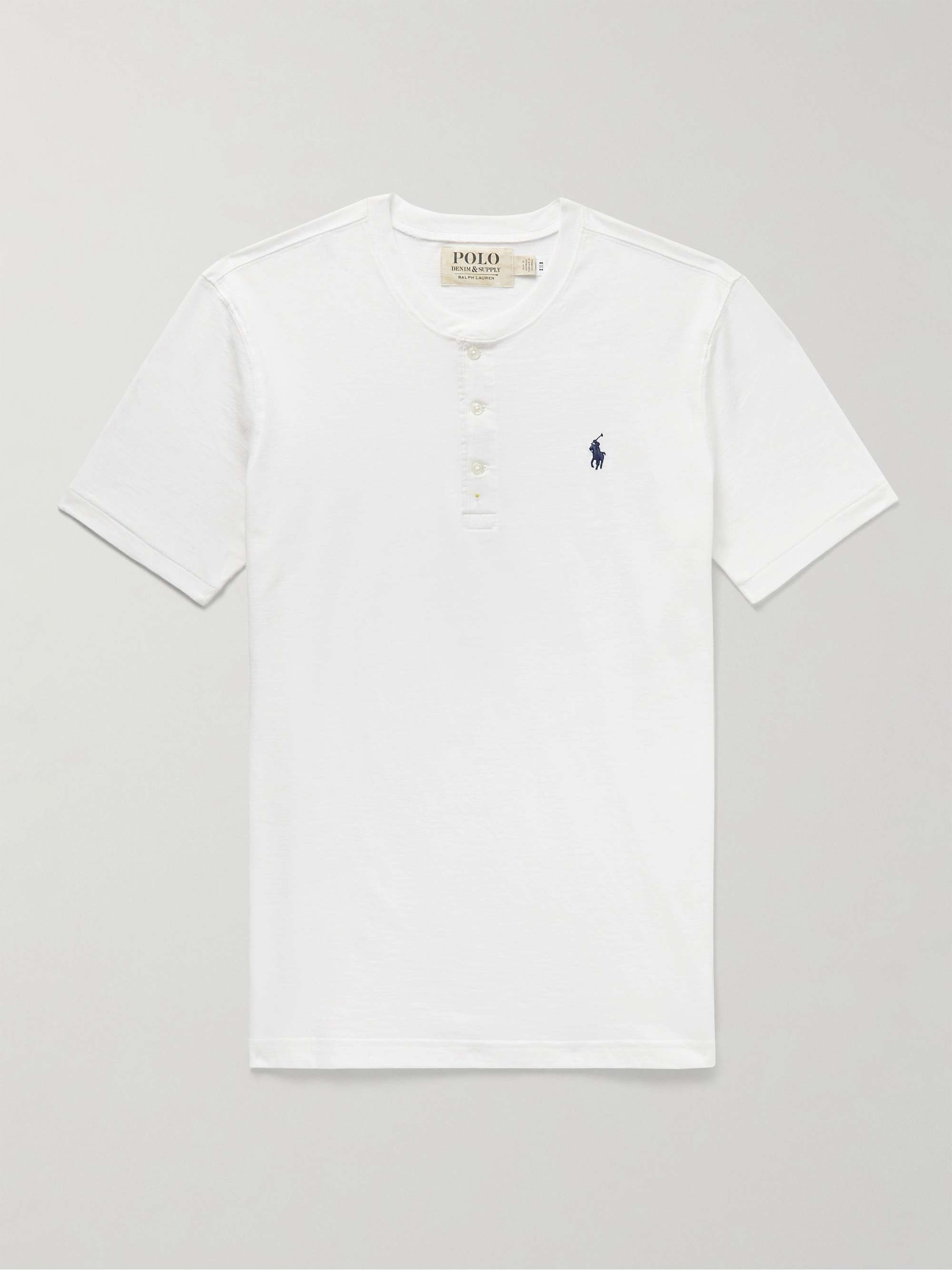 POLO RALPH LAUREN Logo-Embroidered Cotton-Jersey Henley T-Shirt