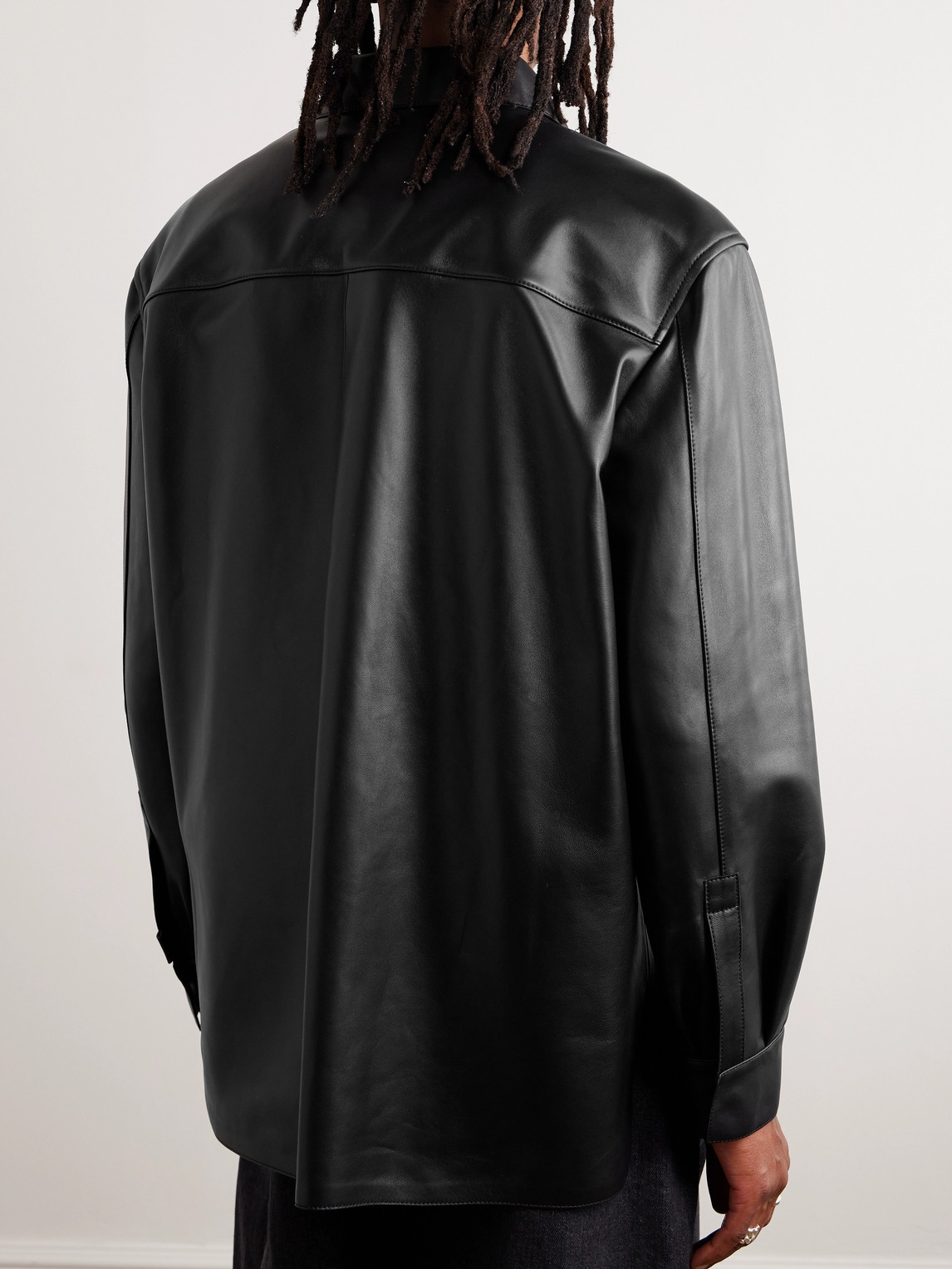 Shop Loewe Logo-debossed Leather Jacket In Black