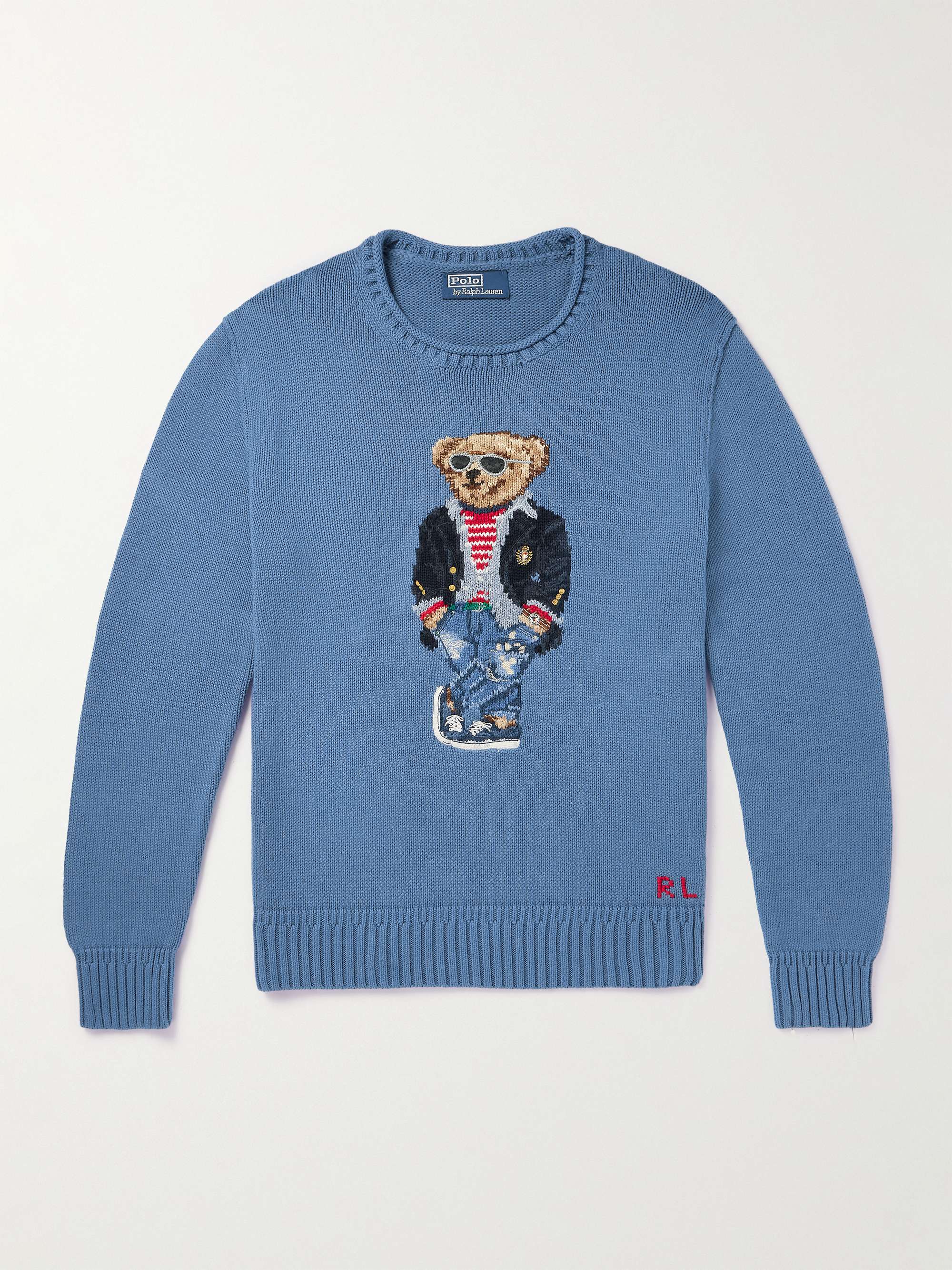 POLO RALPH LAUREN Embroidered Intarsia Cotton Sweater for Men | MR PORTER