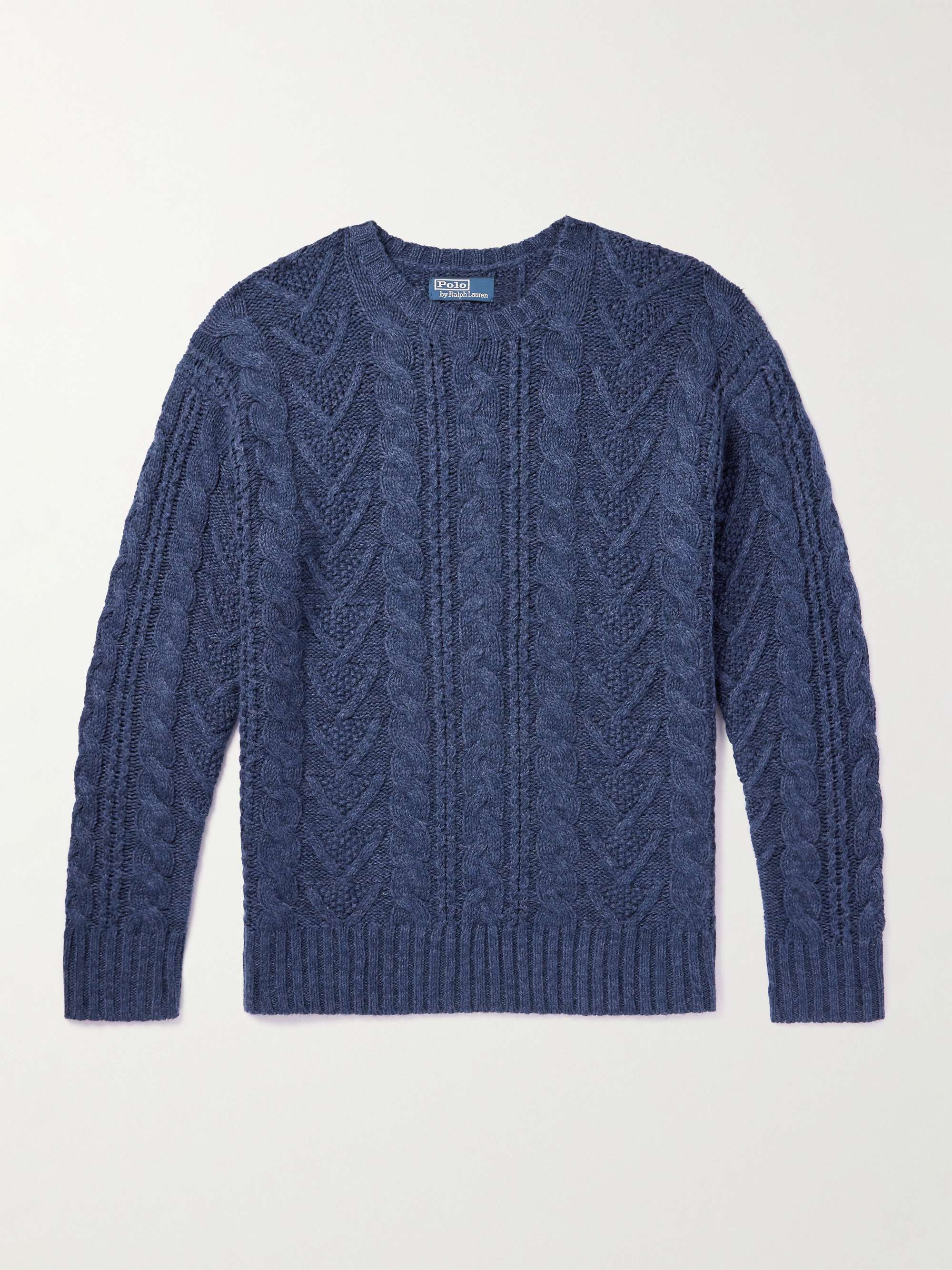 POLO RALPH LAUREN Cable-Knit Cotton, Cashmere and Hemp-Blend Sweater ...