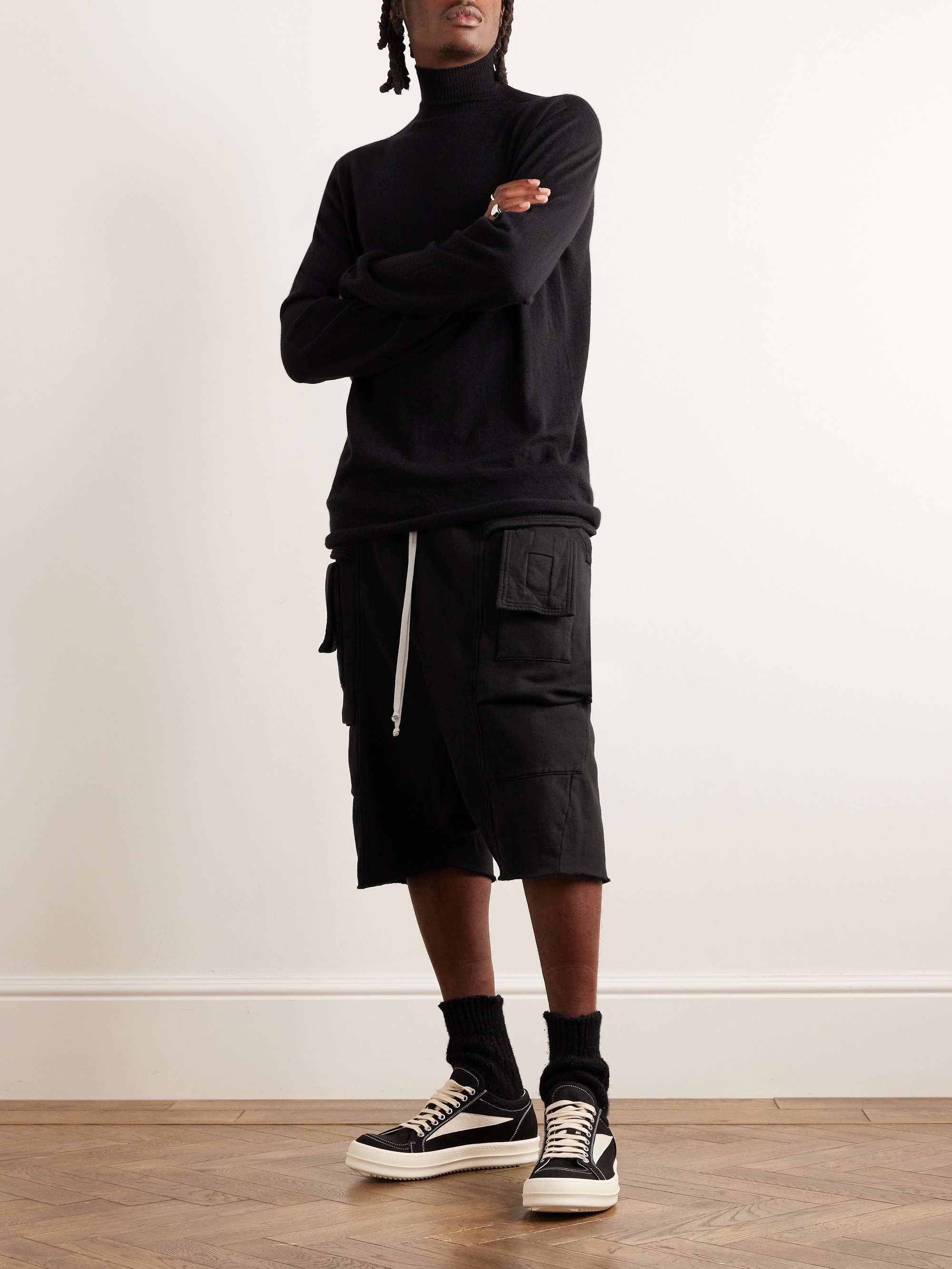 DRKSHDW BY RICK OWENS Luxor Creatch Garment-Dyed Cotton-Jersey Drawstring Cargo  Shorts for Men | MR PORTER
