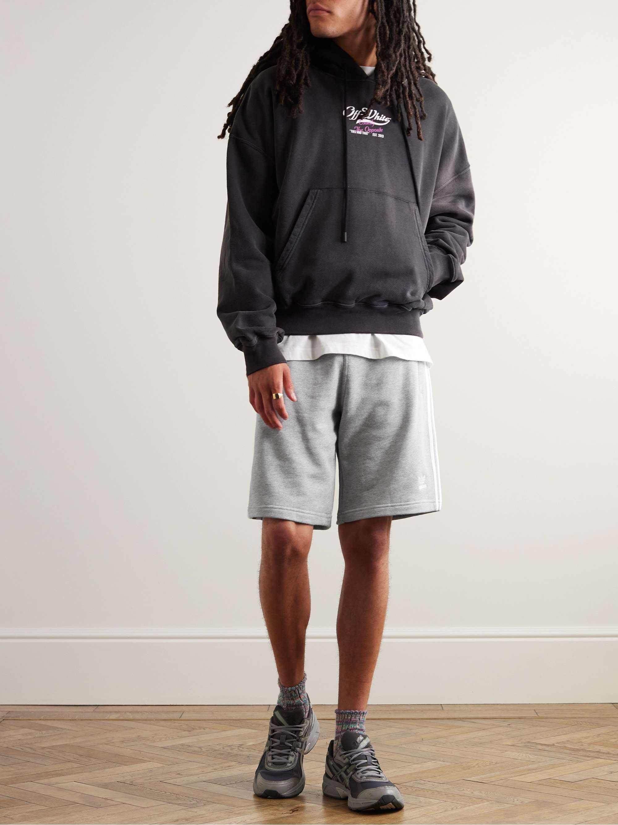 ADIDAS ORIGINALS Straight-Leg Logo-Embroidered Striped Cotton-Jersey  Drawstring Shorts for Men | MR PORTER