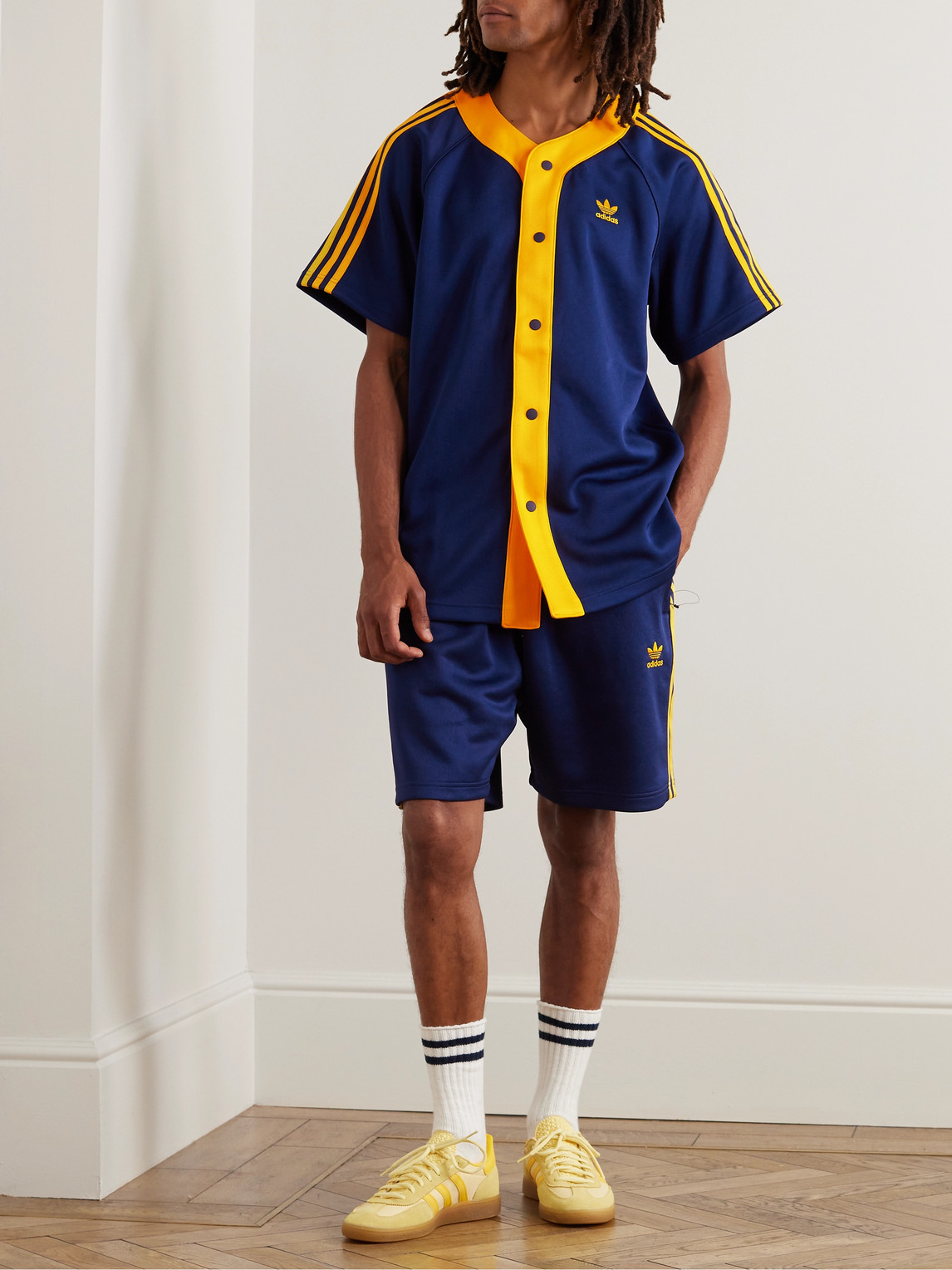 Adidas Originals Oversized Logo-embroidered Recycled-jersey Shirt In Blue |  ModeSens