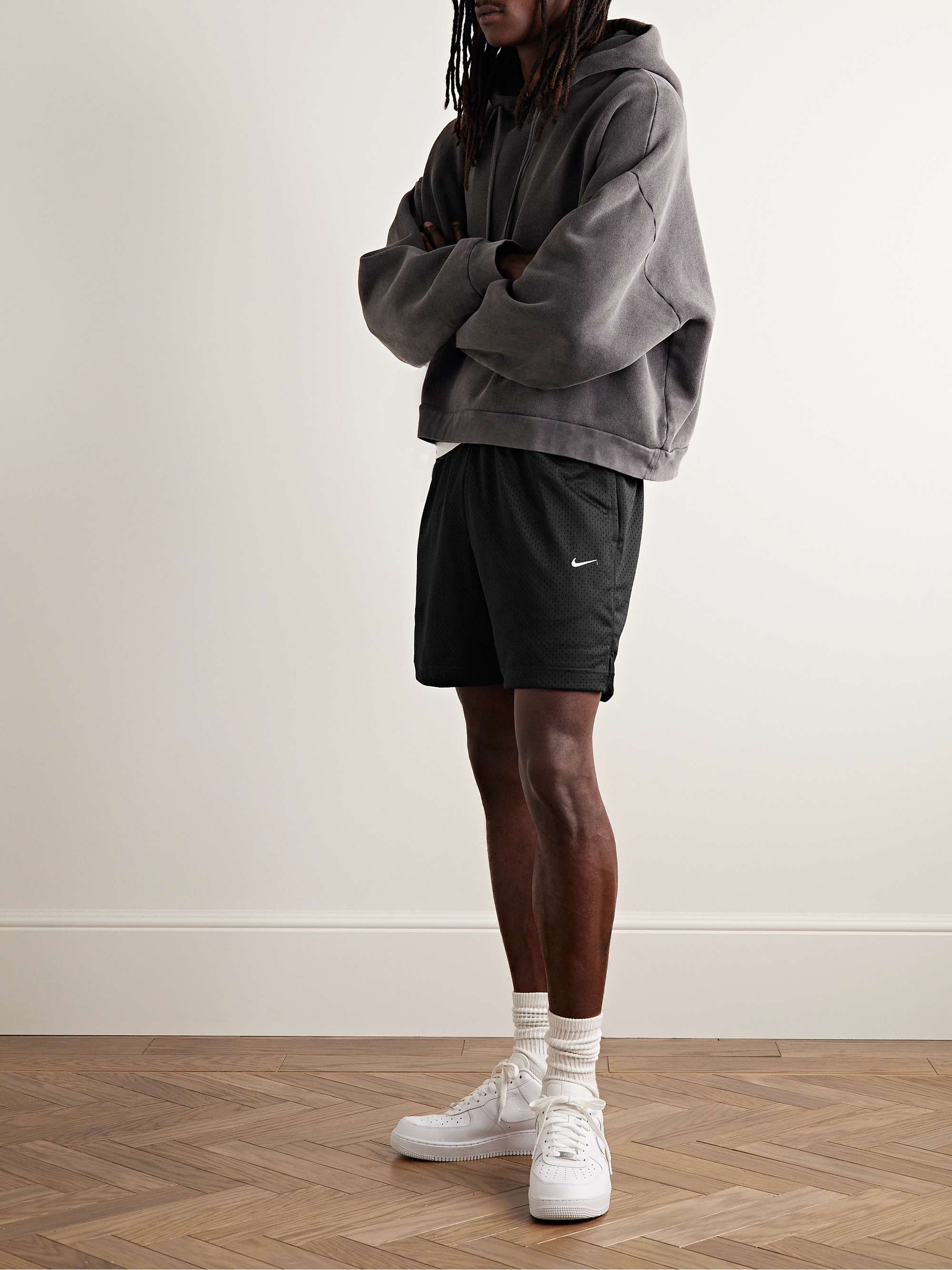 NIKE Straight-Leg Logo-Embroidered Mesh Drawstring Shorts for Men | MR  PORTER