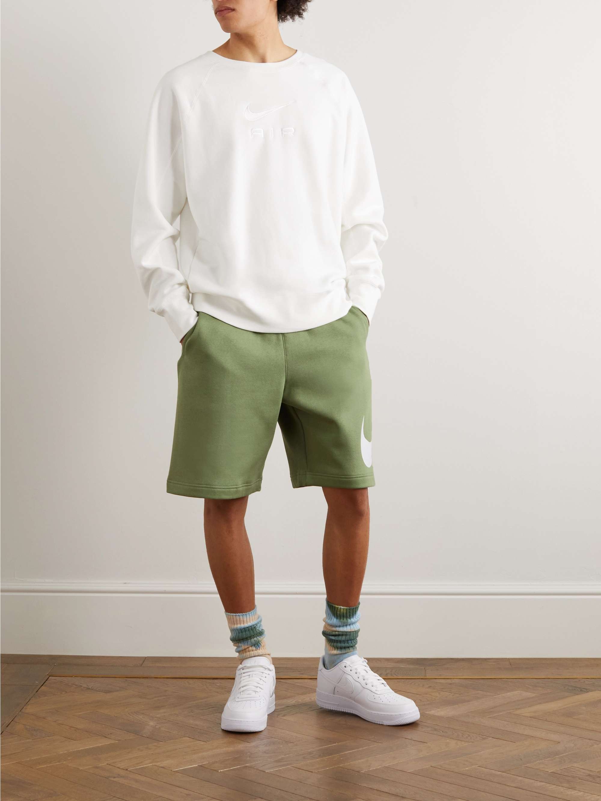 NIKE NSW Straight-Leg Logo-Print Cotton-Blend Jersey Shorts | MR PORTER