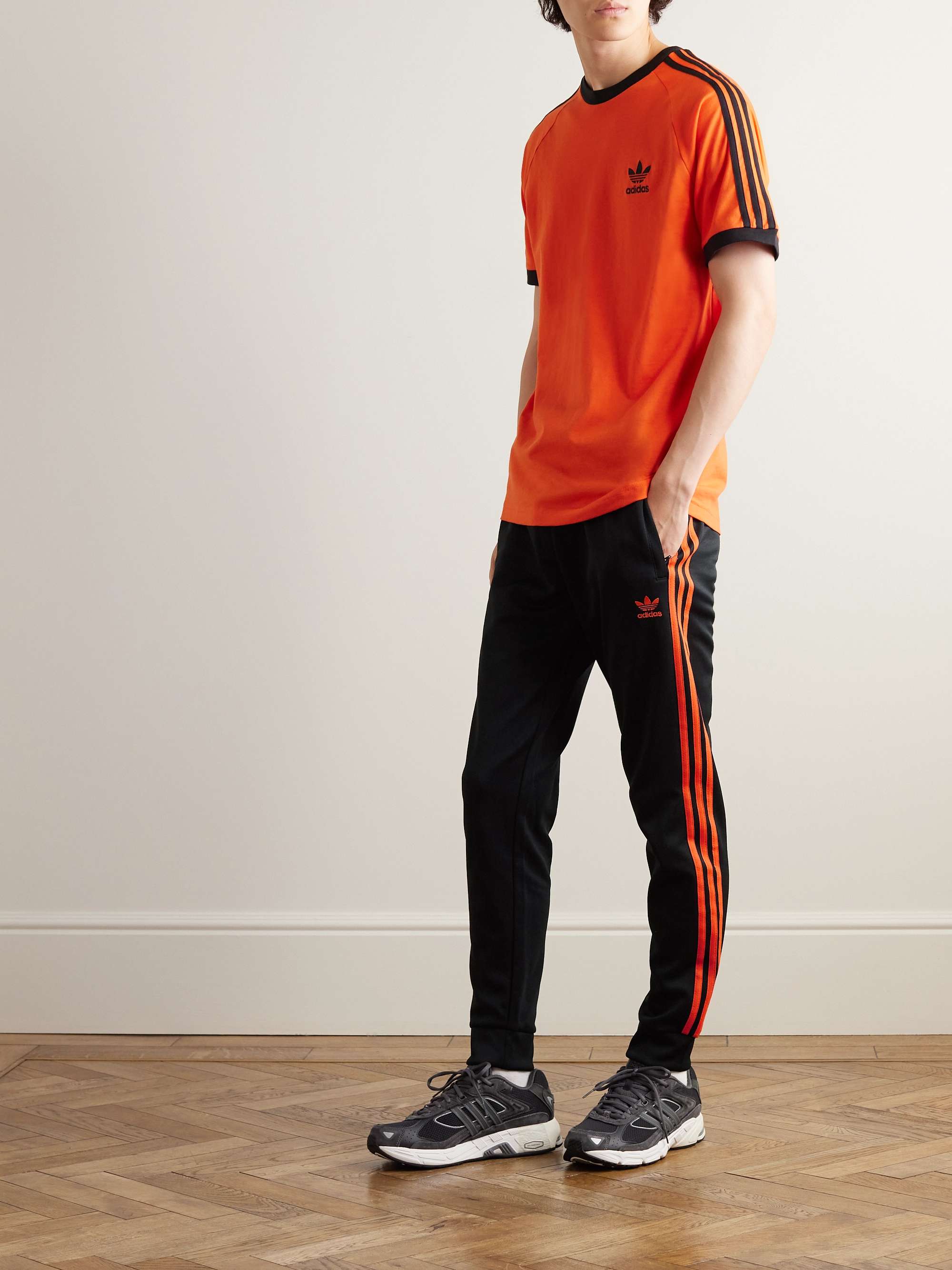 ADIDAS ORIGINALS Logo-Embroidered Striped Recycled-Jersey Sweatpants for  Men | MR PORTER