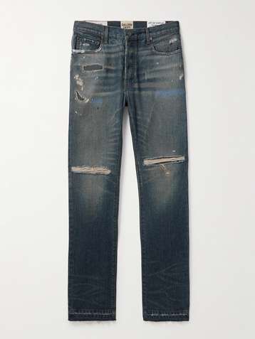 GALLERY DEPT. Super G Straight-Leg Logo-Appliquéd Distressed Jeans for Men