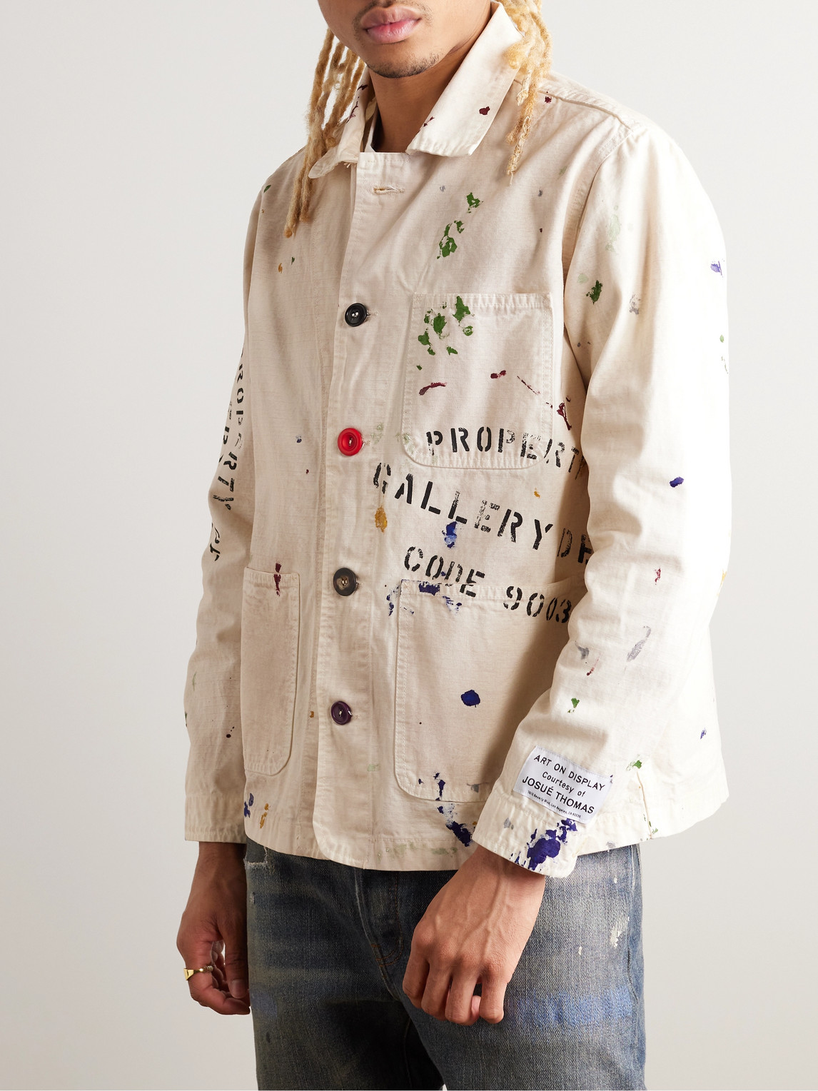 Shop Gallery Dept. Ep Paint-splattered Logo-print Cotton-ripstop Jacket In Neutrals