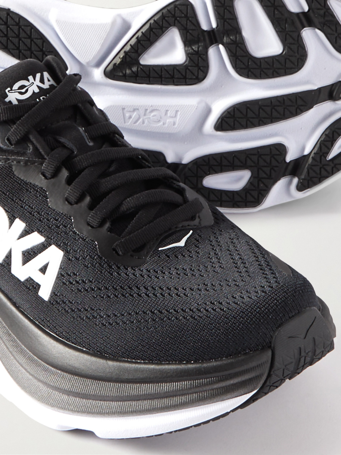 Shop Hoka One One Bondi 8 Rubber-trimmed Mesh Running Sneakers In Black