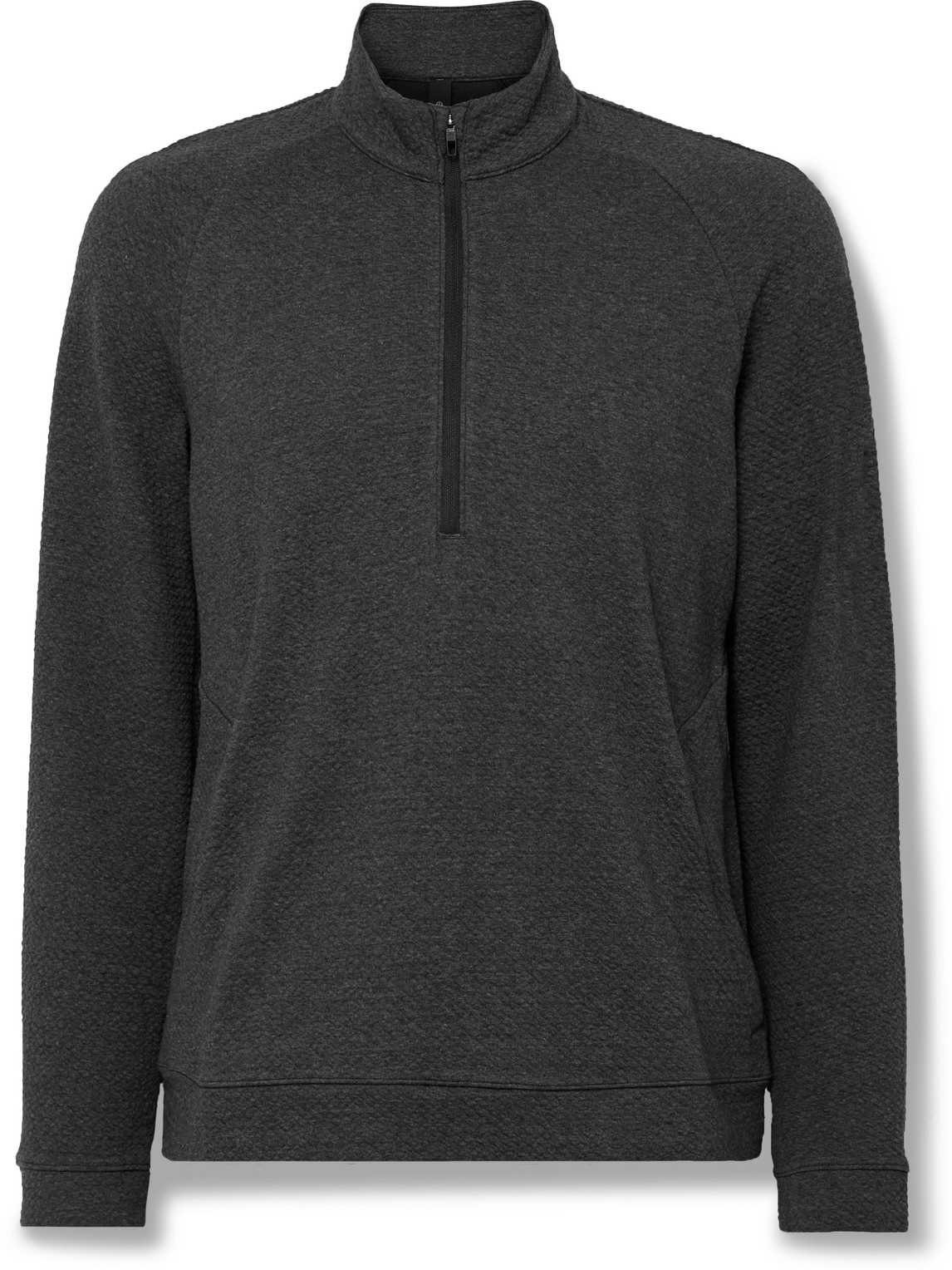 Lululemon Textured Cotton-blend Jersey Half-zip Sweater In Black