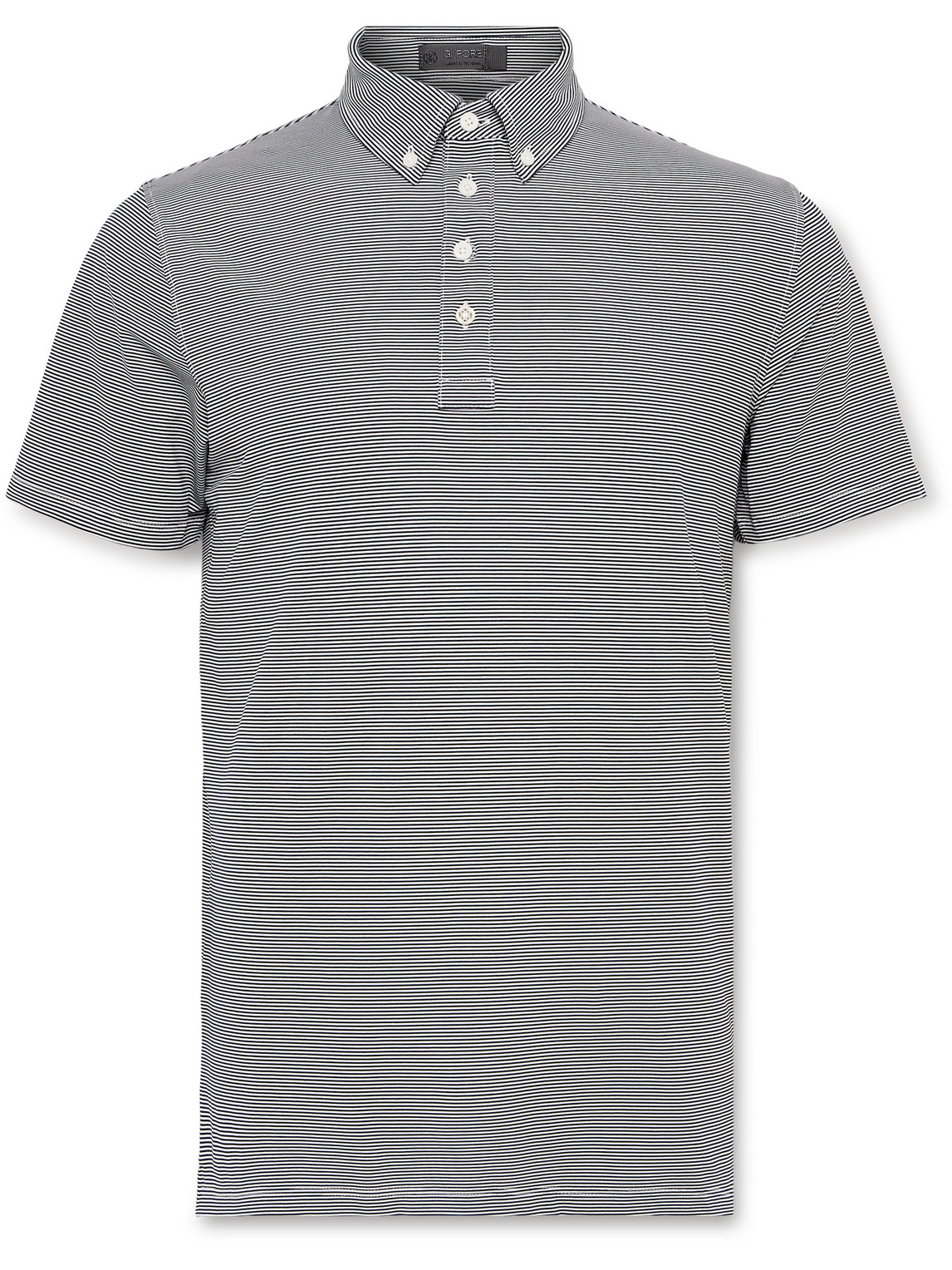 G/fore Feeder Button-down Collar Striped Tech-piqué Golf Polo Shirt In Blue