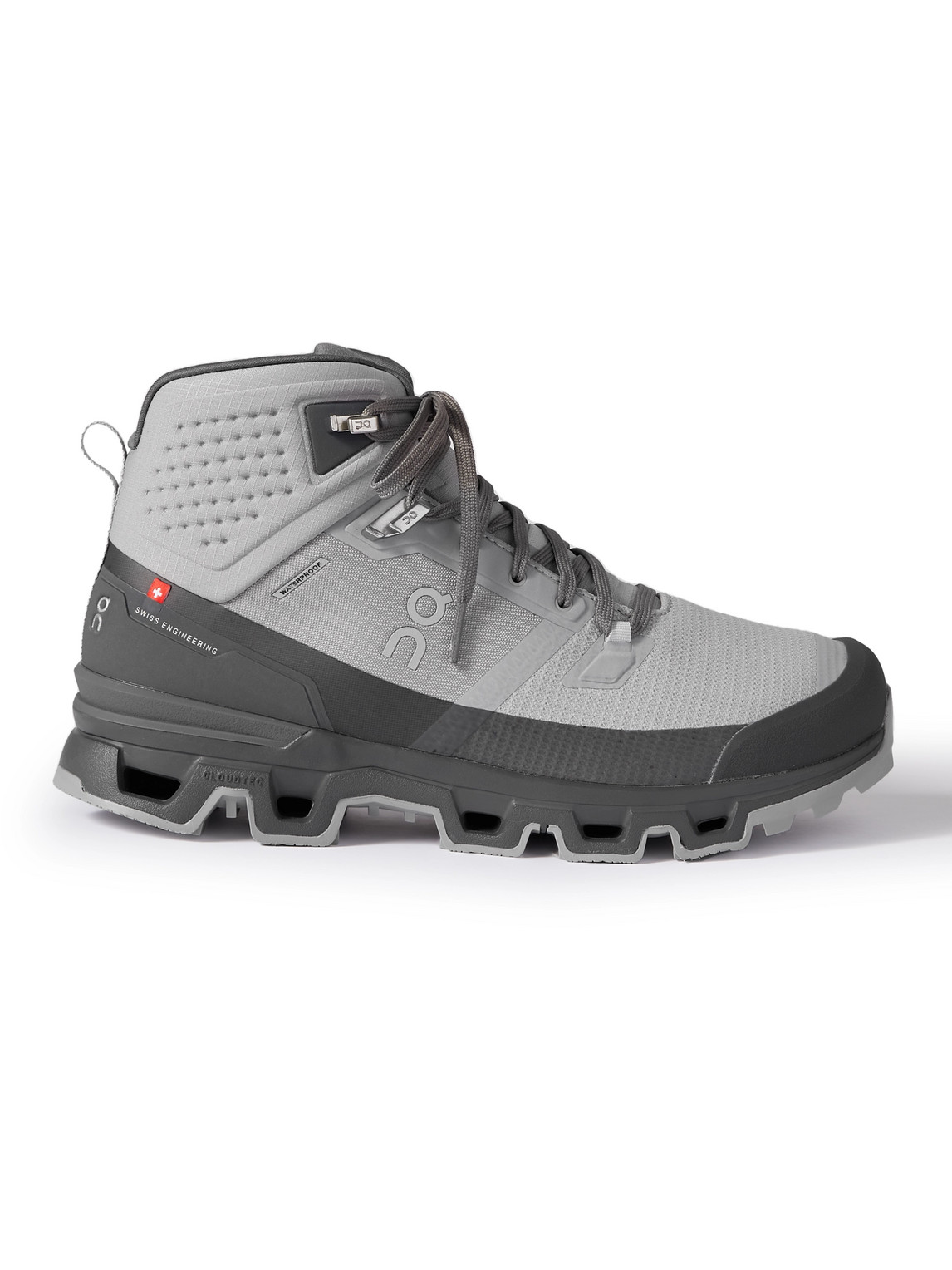 On Cloudrock 2 Waterproof Rubber-trimmed Mesh Hiking Boots In Grey