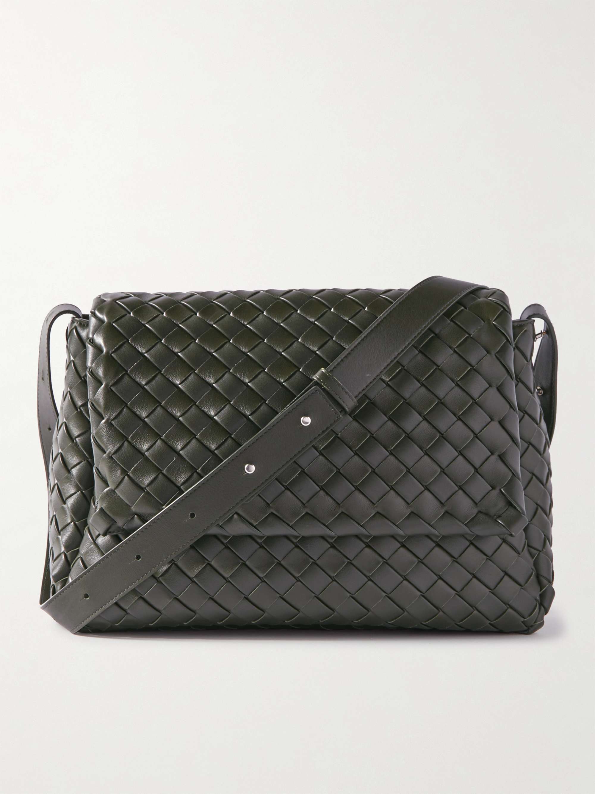 Bottega Veneta Loop Small Intrecciato Leather Shoulder Bag - Gray