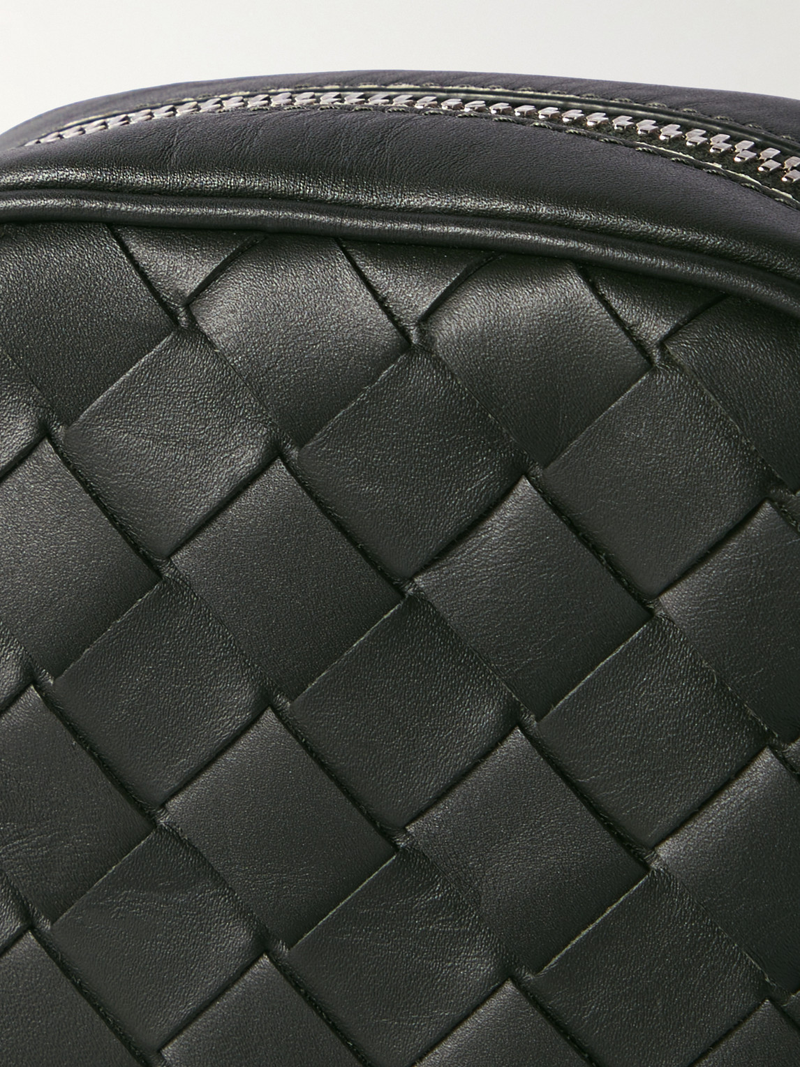 Shop Bottega Veneta Intrecciato Leather Phone Pouch In Black