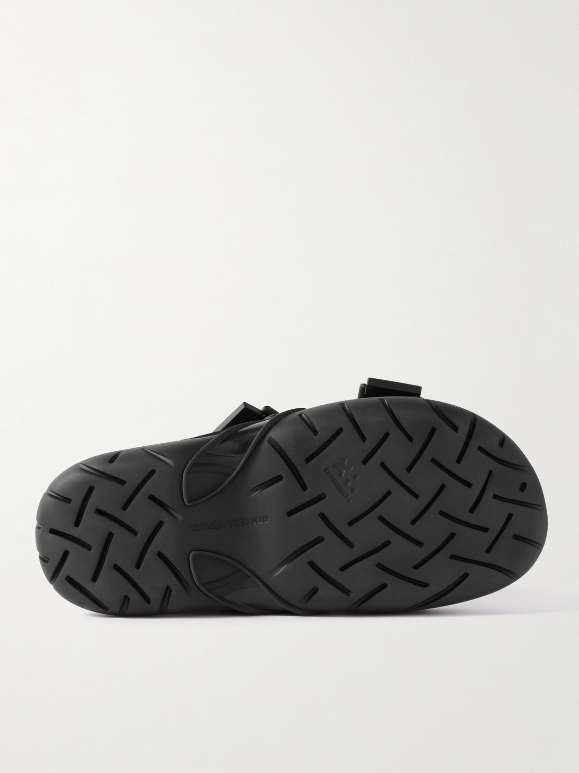 Shop Bottega Veneta Webbing-trimmed Rubber Sandals In Black