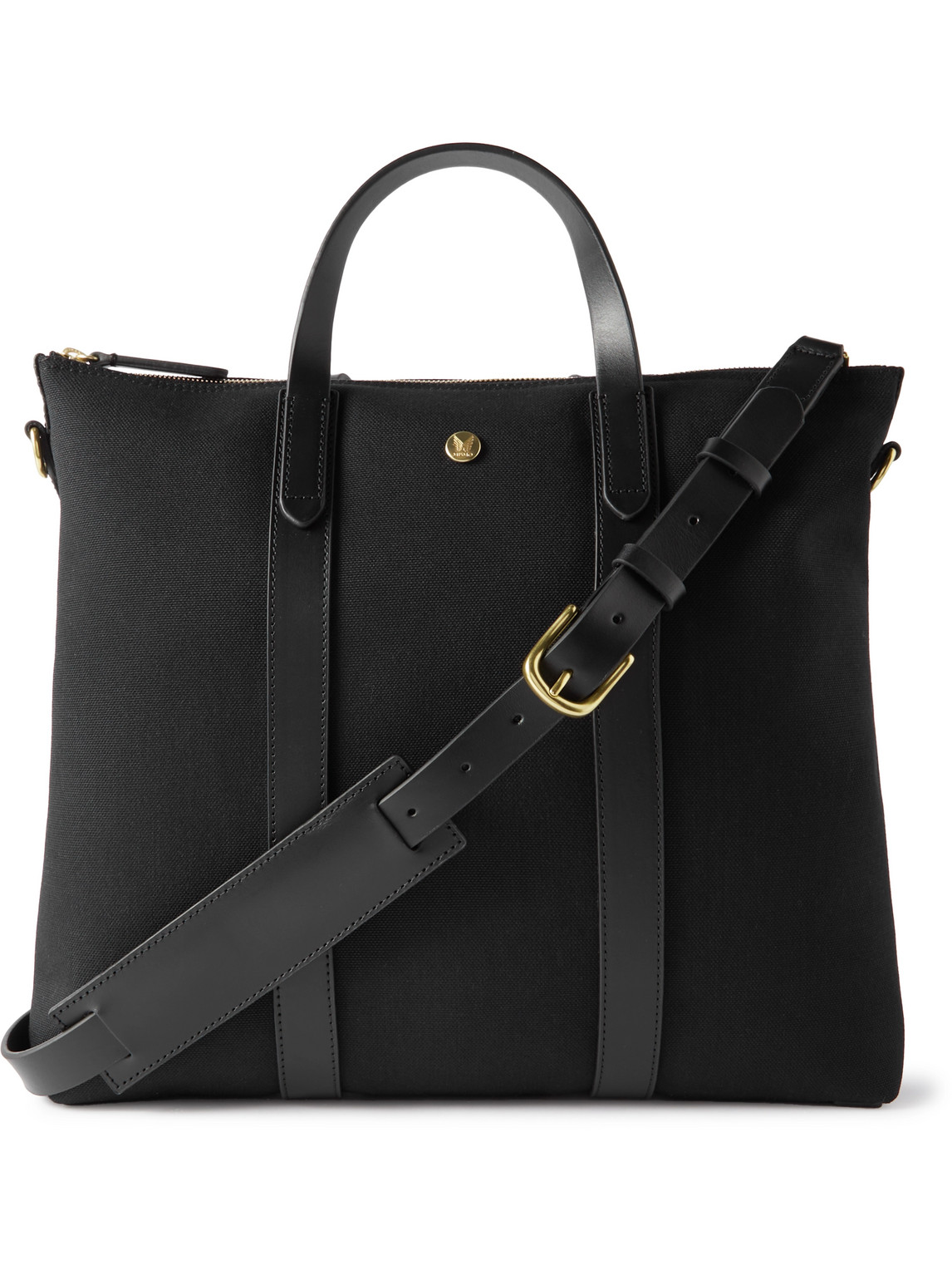 Shop Mismo M/s Mate Leather-trimmed Canvas Tote Bag In Black
