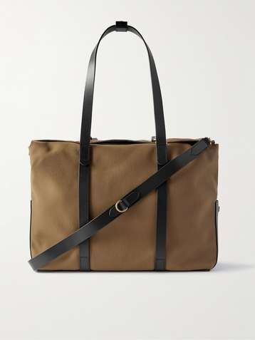 MISMO - Leather-Trimmed Cotton-Canvas Tote Bag Mismo