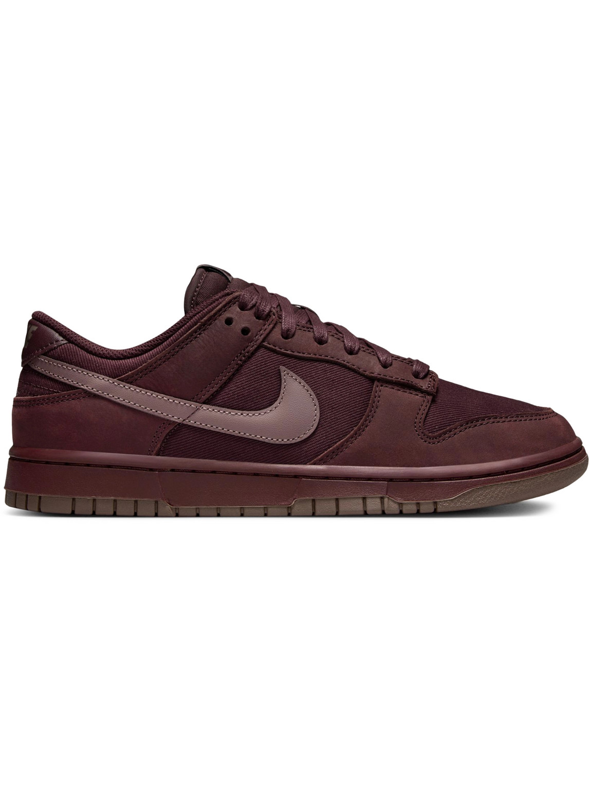 Nike Dunk Low Retro Prm Nbhd Suede-trimmed Canvas Sneakers In Burgundy |  ModeSens