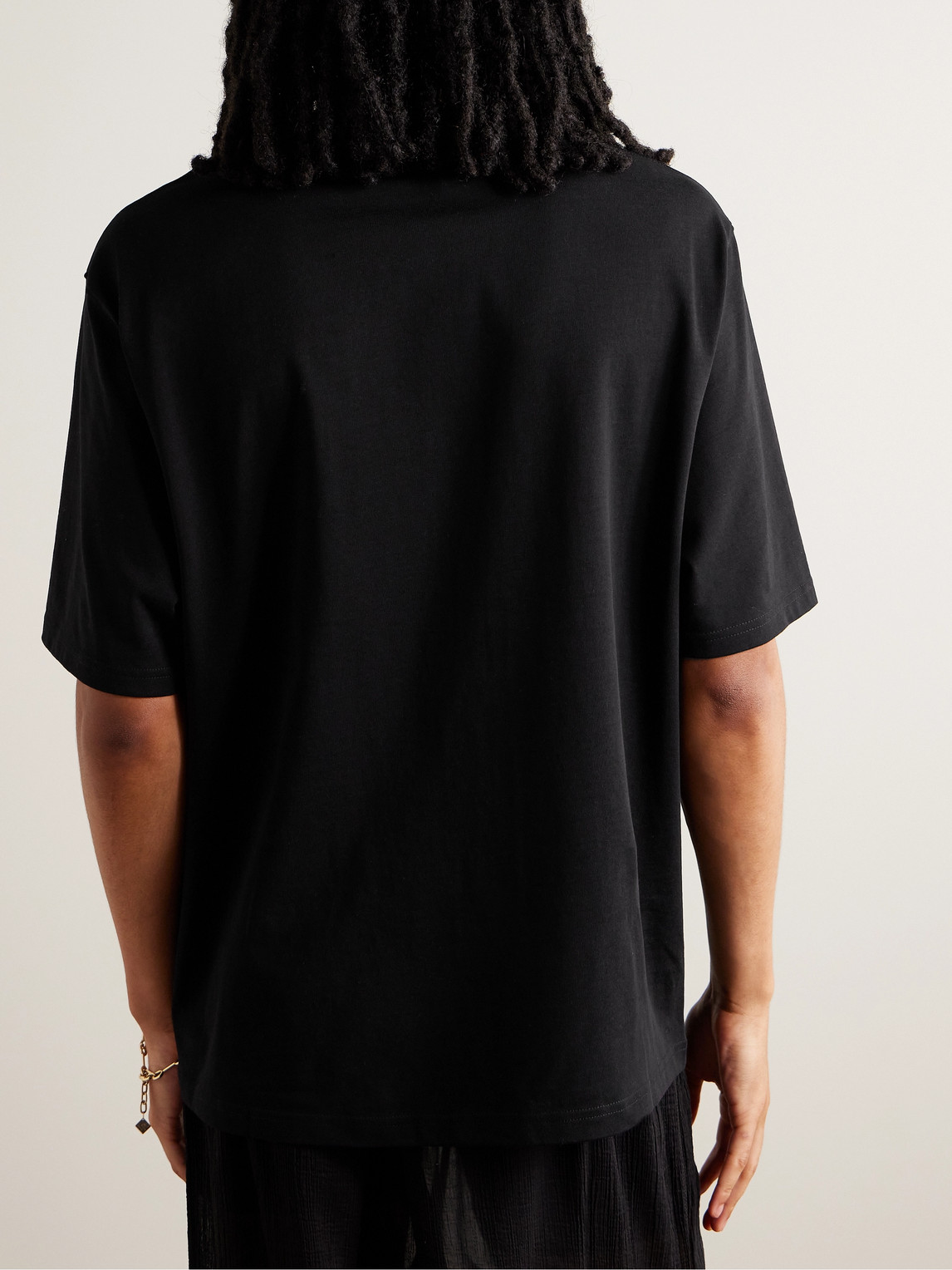 Shop Ami Alexandre Mattiussi Logo-embroidered Organic Cotton-jersey T-shirt In Black