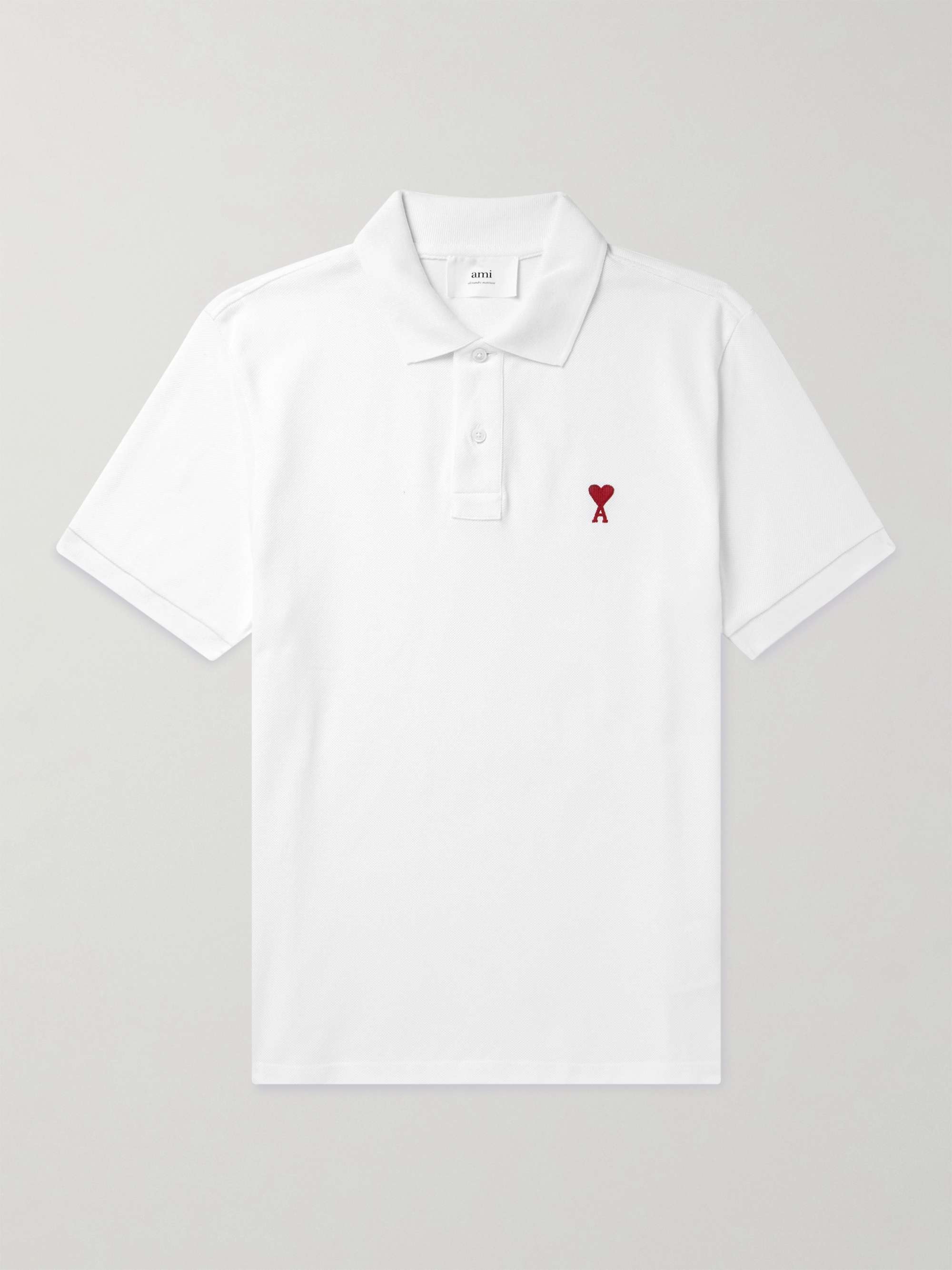 AMI PARIS Logo-Embroidered Organic Cotton-Piqué Polo Shirt for Men | MR  PORTER