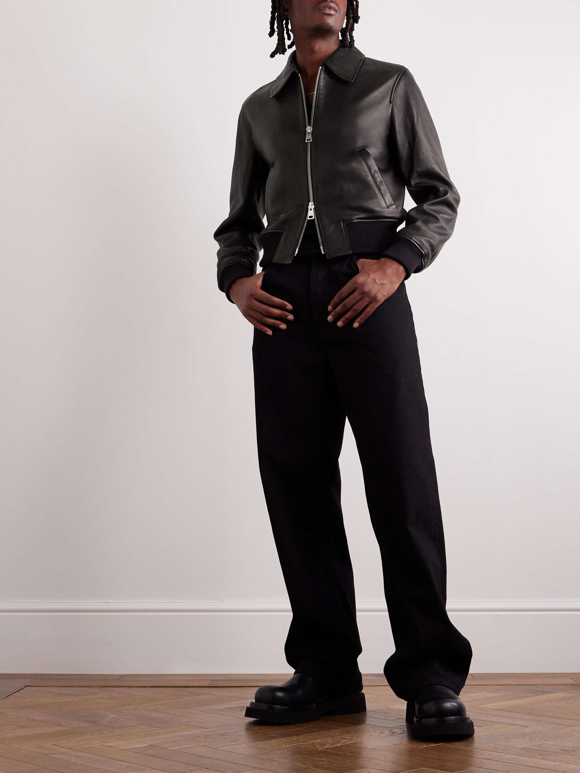 AMI PARIS Full-Grain Leather Jacket for Men | MR PORTER