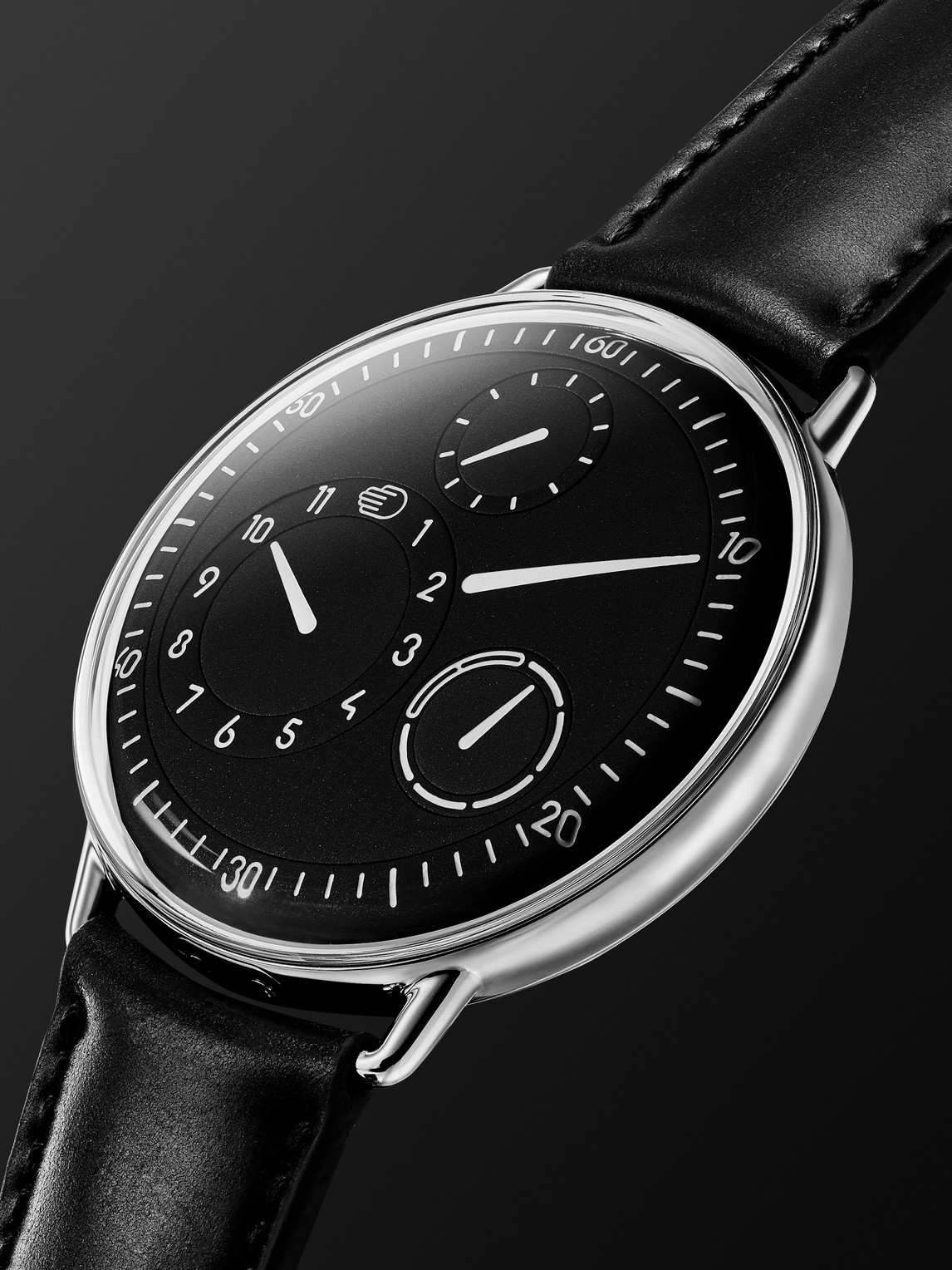 Shop Ressence Type 1 Automatic 42.7mm Titanium And Leather Watch, Ref. No. Type 1b In Black