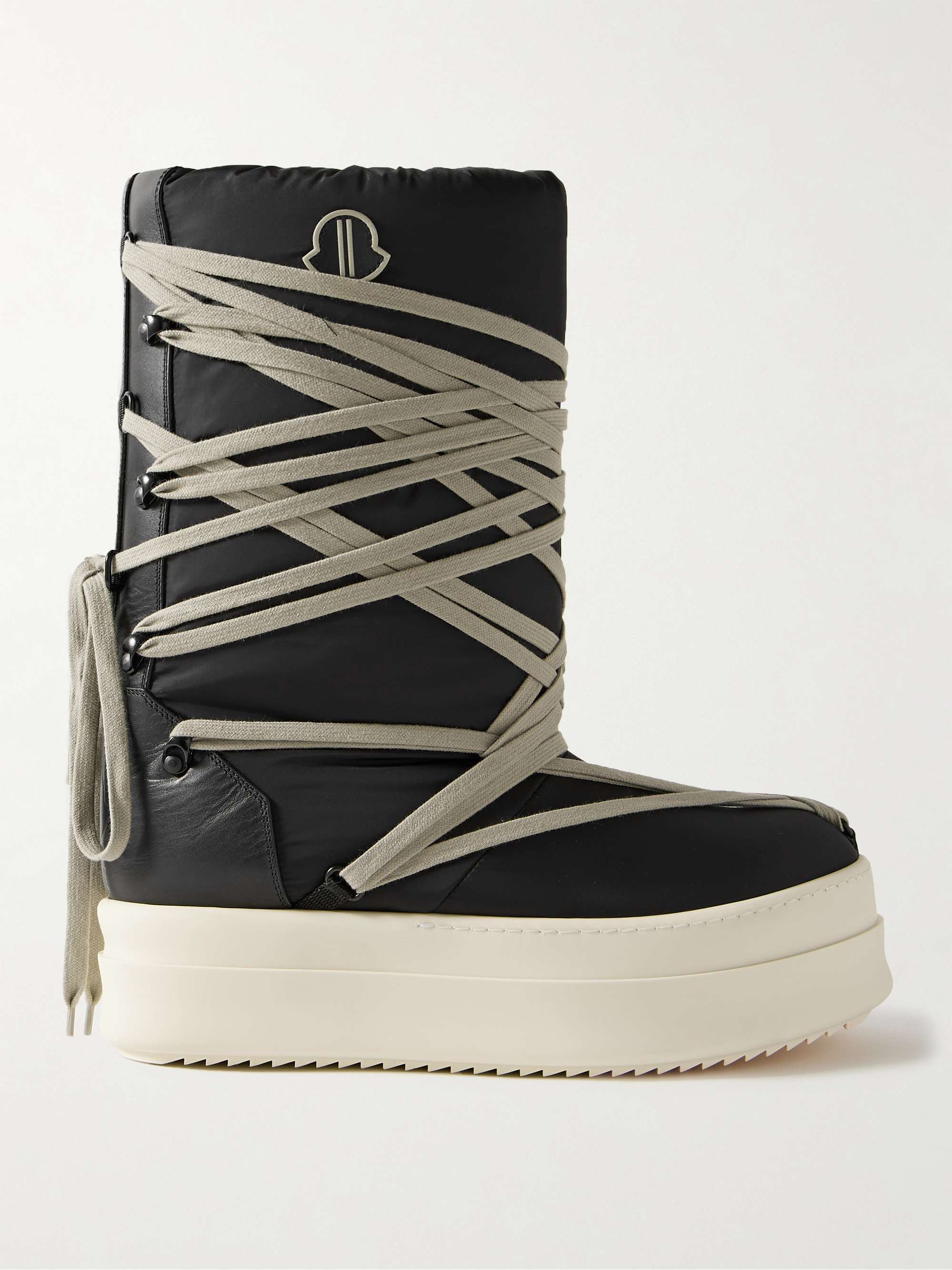 MONCLER + RICK OWENS Bigrocks Leather-Trimmed Nylon Platform Boots for ...